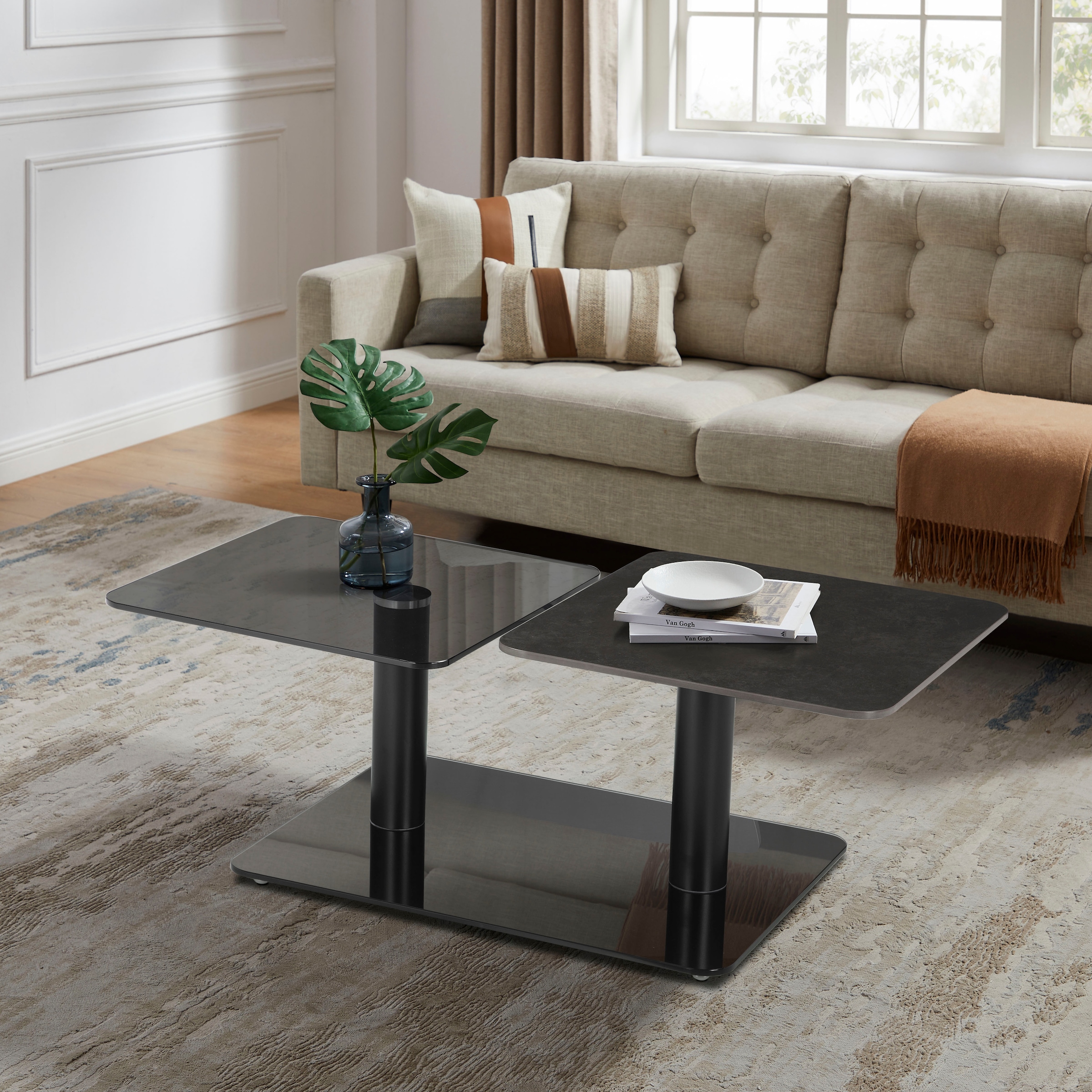 GOODproduct Table basse »Craco« mit verschiebbarer Ablagefläche im puristischen Design