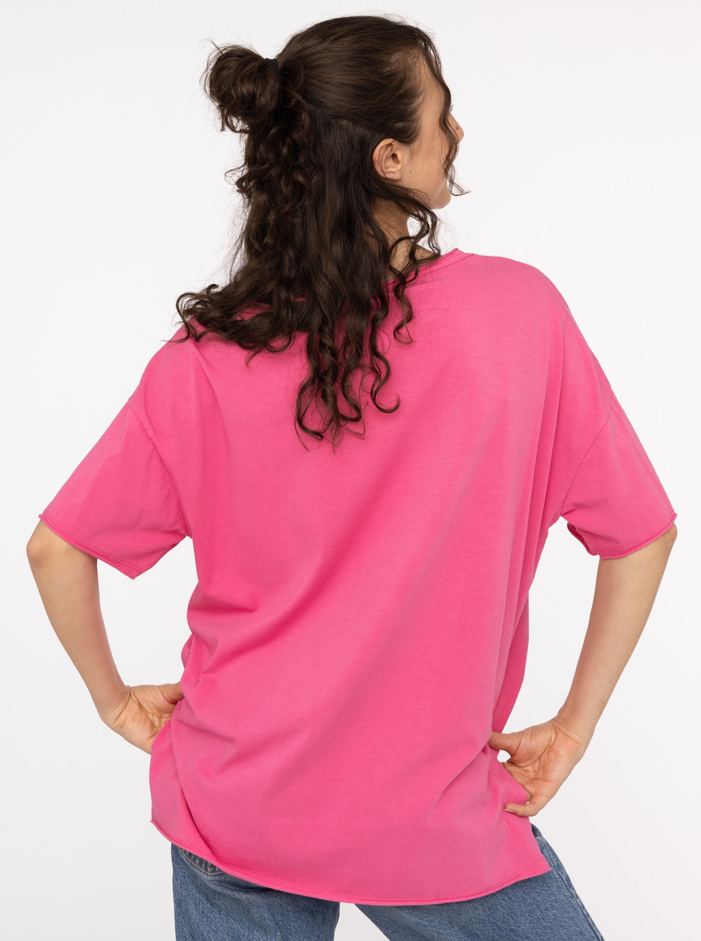 Zwillingsherz Kurzarmshirt »Oversized Shirt Stempeldruck "Moin"« Kurzarm, tiefer Rundhalsausschnitt, Schriftzug, Baumwollmischung