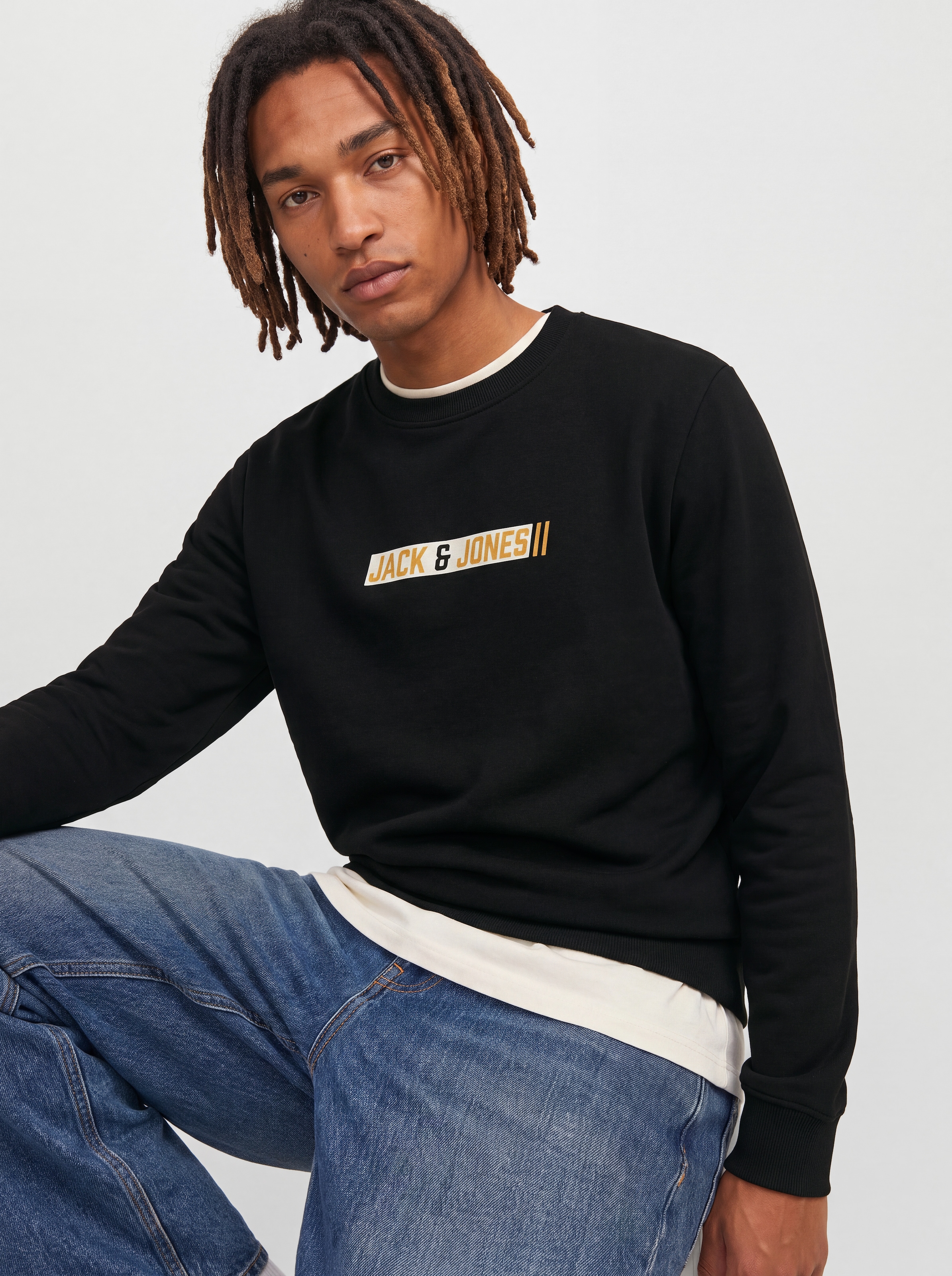 Jack & Jones Sweatshirt »JJMUNK SWEAT CREW NECK«, Materialmix, normal geschnitten
