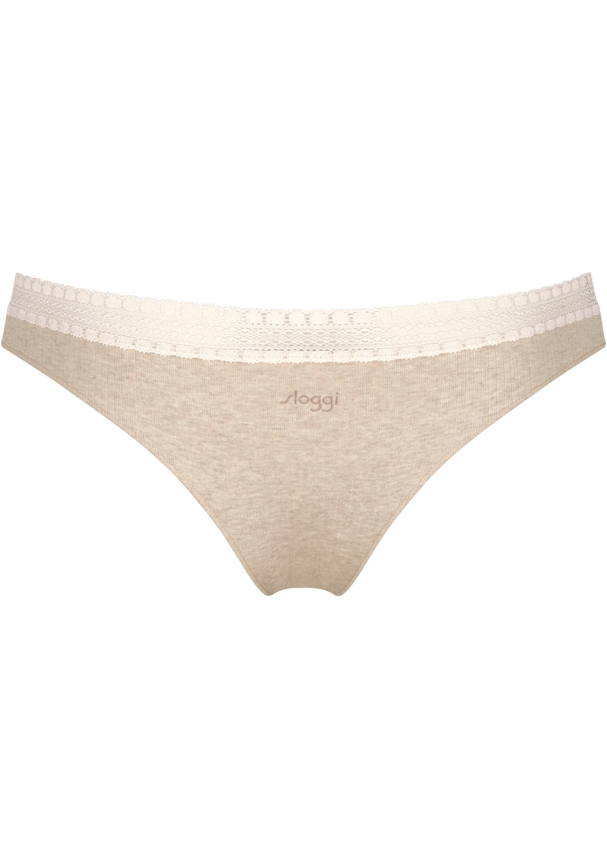 sloggi Brasilslip »GO Ribbed« 2er Pack,  Feinripp, Stretch-Spitze, bequem, weich, elastisch