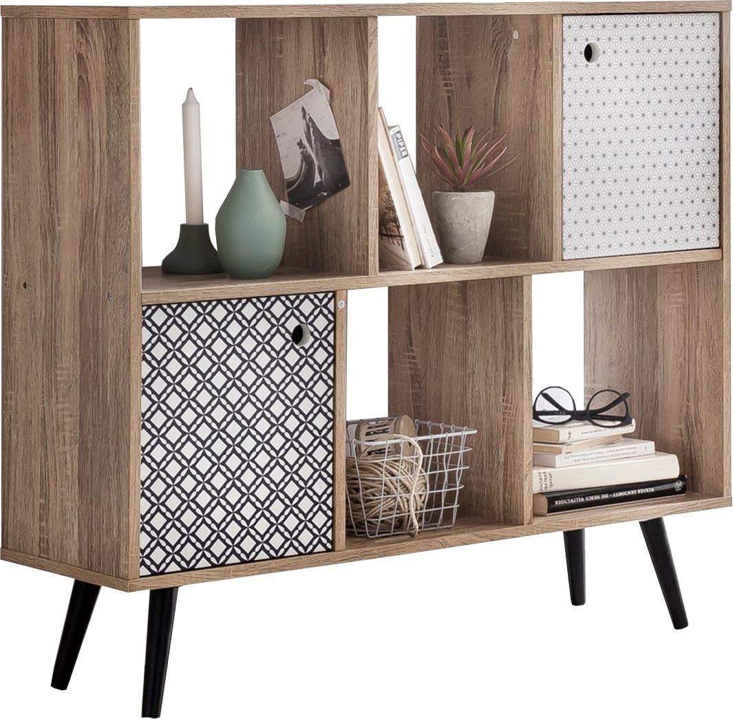 SIT Buffet »Ostuni mit 4 offenen Fächern und 2 Türen im Scandi-Look« façades sans poignées et pieds en métal dans un style scandinave moderne