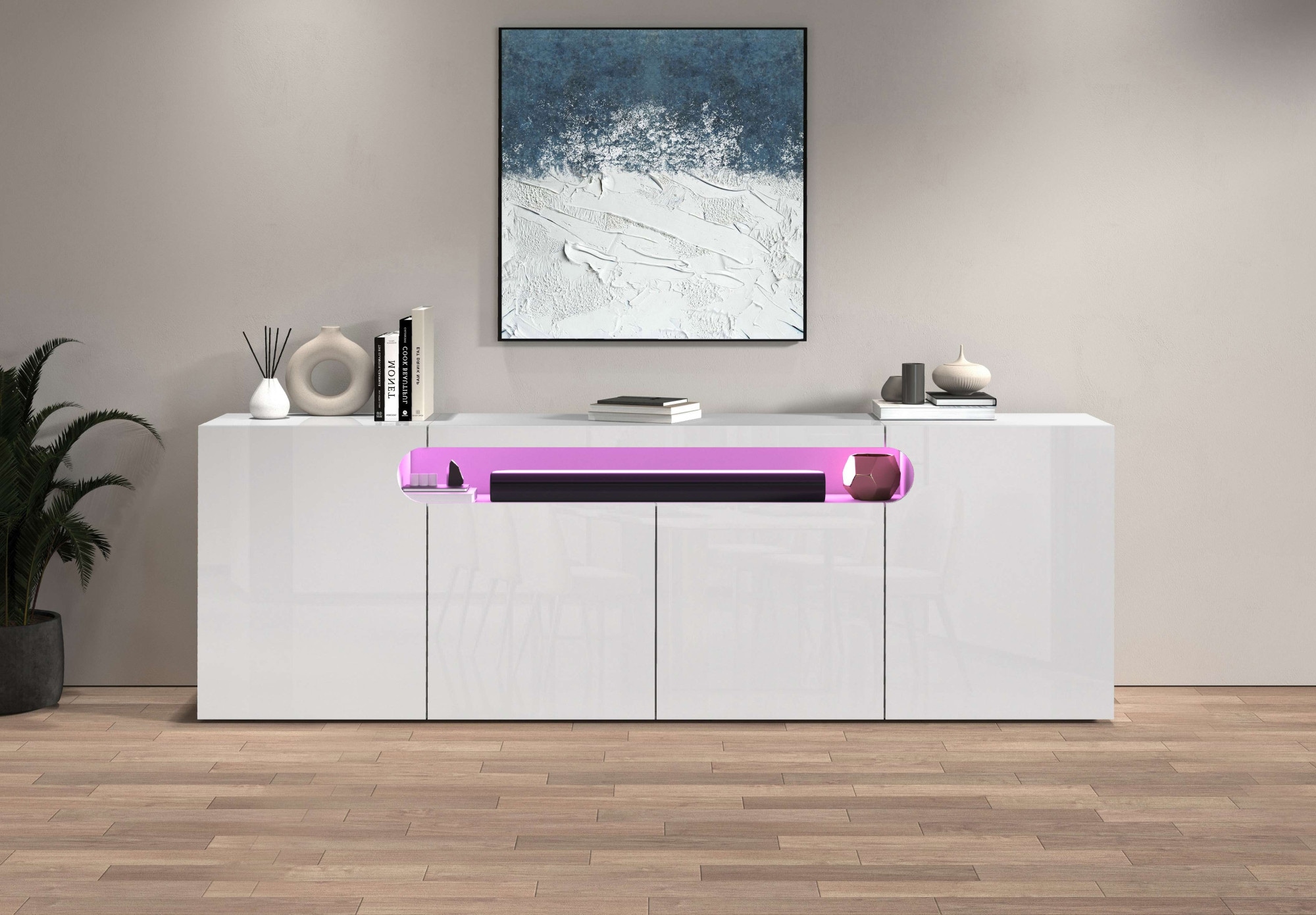 GOODproduct Sideboard »Sideboard REAL, Kommode, Schrank, Kredenz« 1 Stk. tlg. Mit 4 Türen, davon 2 abgerundet, die ein ovales offenes Fach bilden