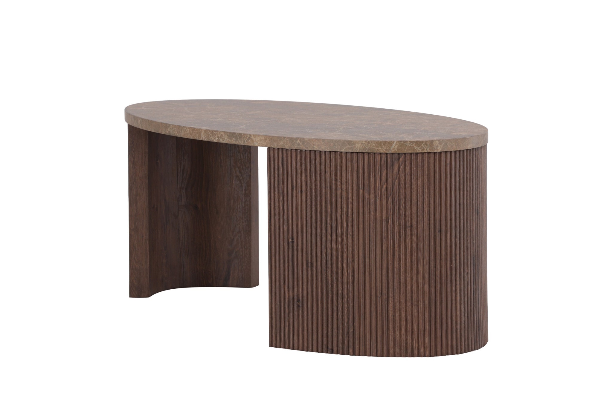 Venture Home Table basse »Bristol, ovaler Couchtisch 120 × 60 cm in Mocca mit grauer Steinoptik« Table basse, MDF, papier 3D, ovale, contrastée, raffinée