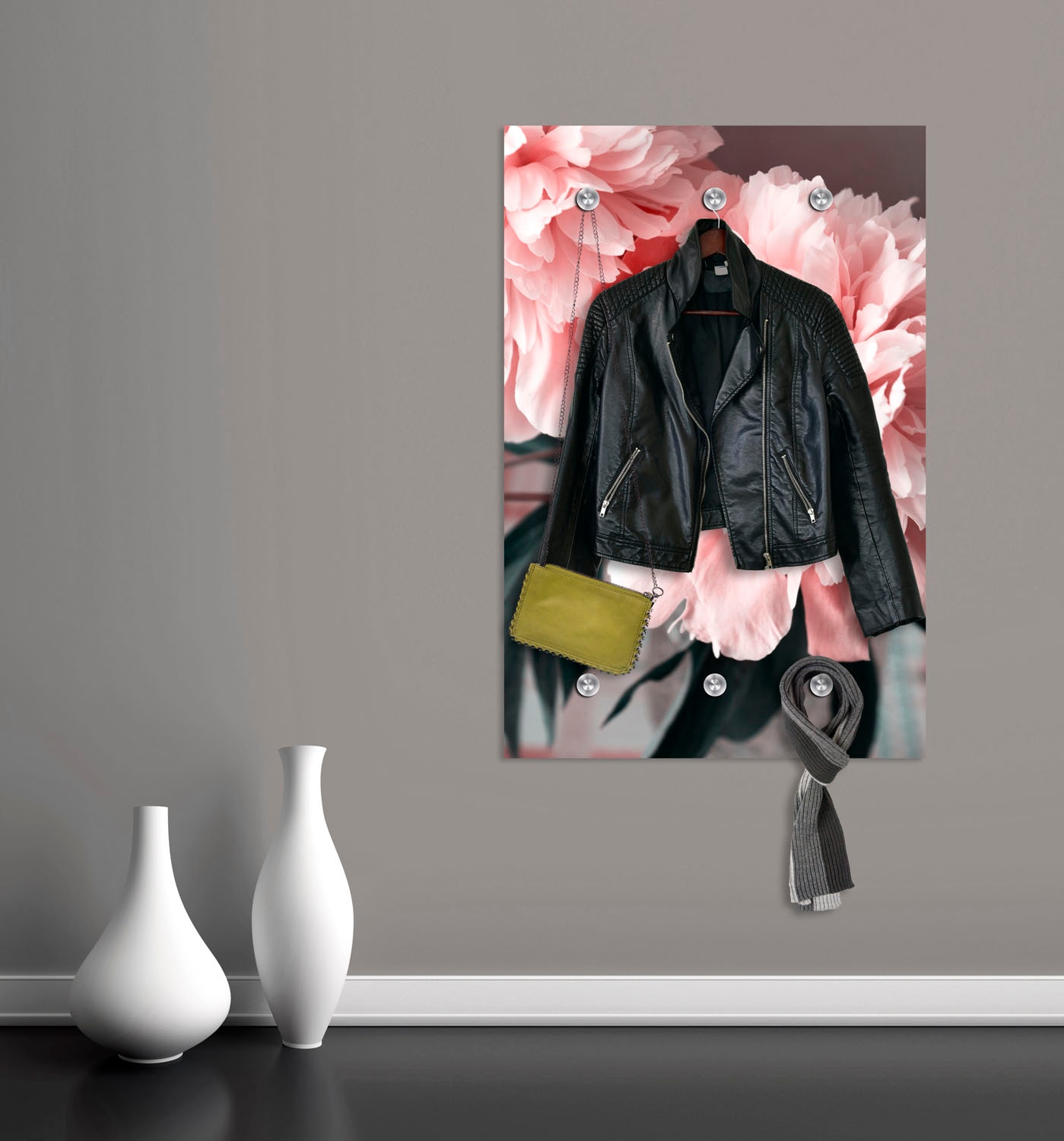 queence Garderobenleiste »Blume« mit 6 Haken, 80 x 120 cm