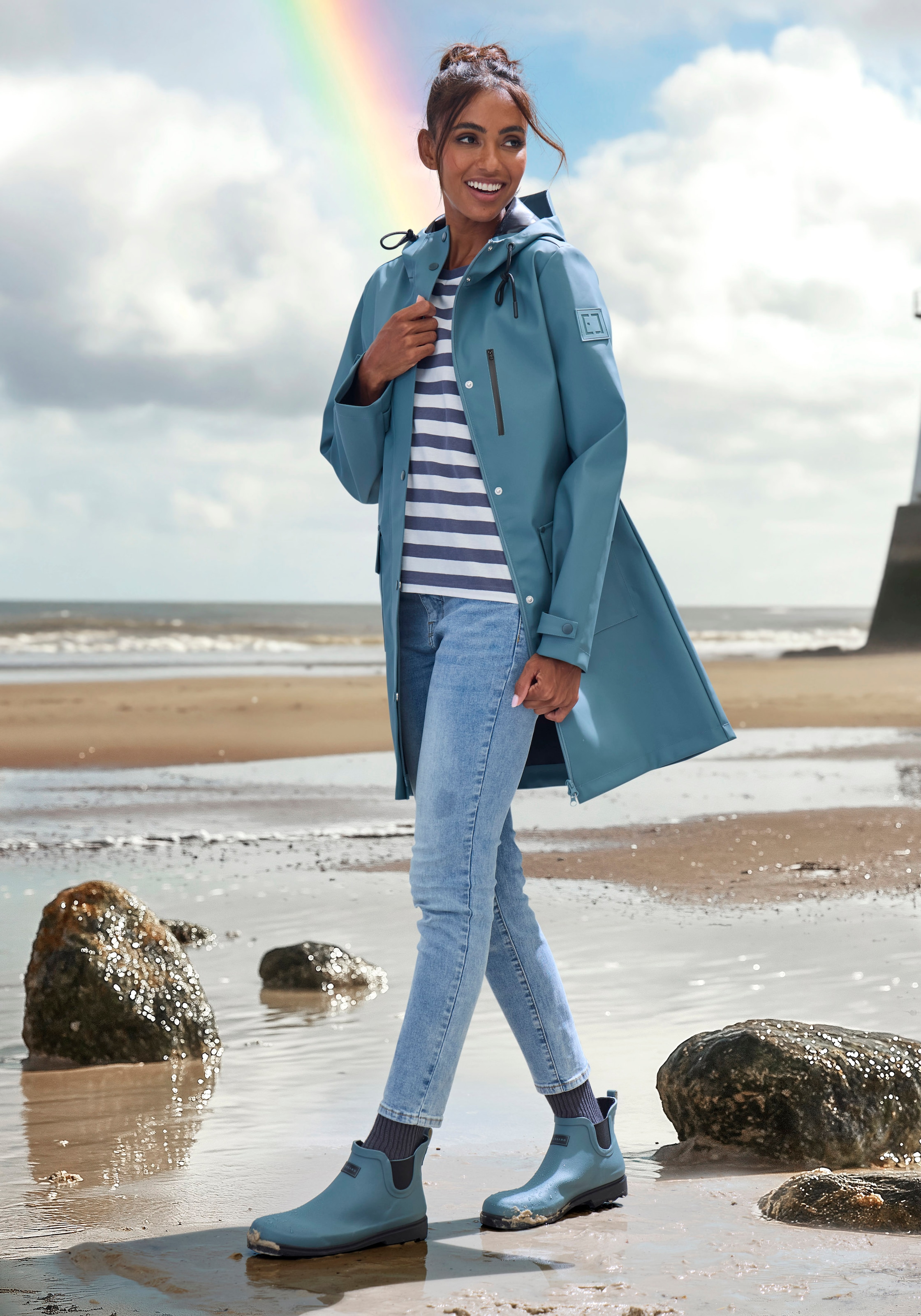 Elbsand Veste de pluie mit Kapuze Mesh-Einsatz unter der Rückenpasse für ausreichende Belüftung