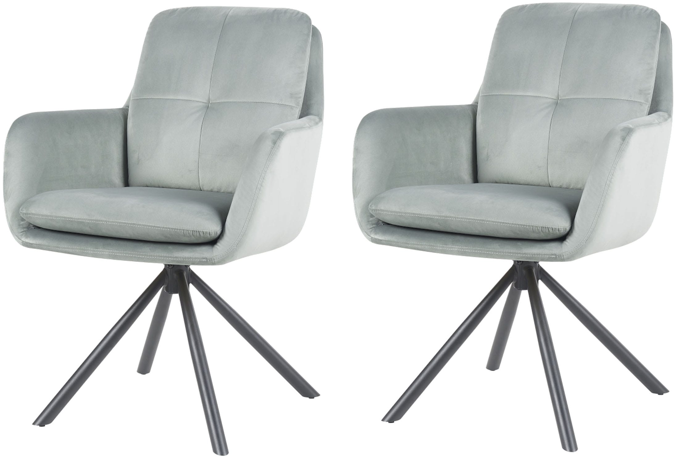 HELA Chaise avec accoudoirs »PARMA« (Ensemble) 2 cuis2er Pack, 360° drehbar, 4-Fuss, Kissenoptik, Samtvelour, Armlehnen