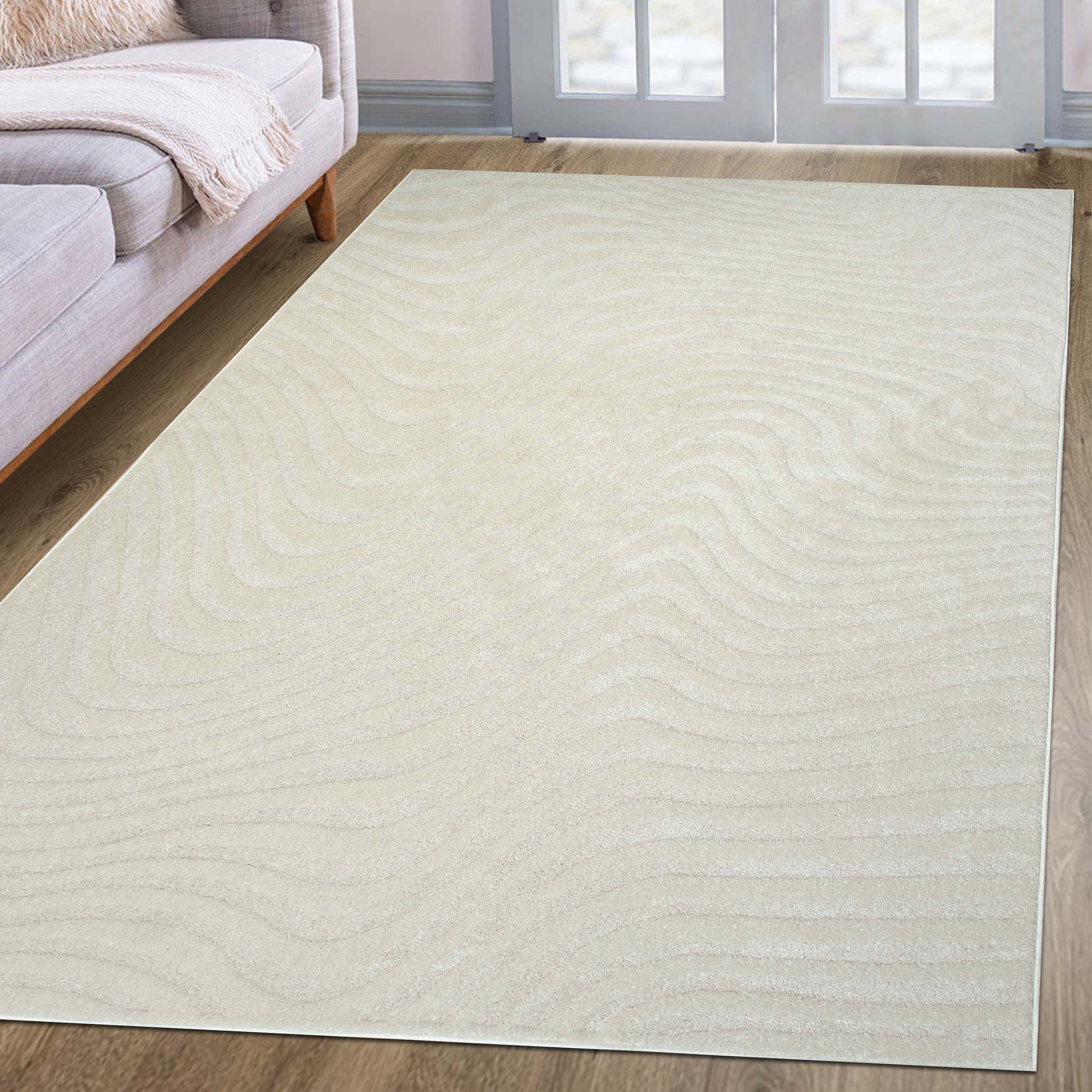 my home Teppich »Vibek, Wellen-Design in Hoch-Tief-Struktur« rechteckig 9 mm Höhe 3D-Effekt, softer Kurzflor, pflegeleicht, Scandi-Look