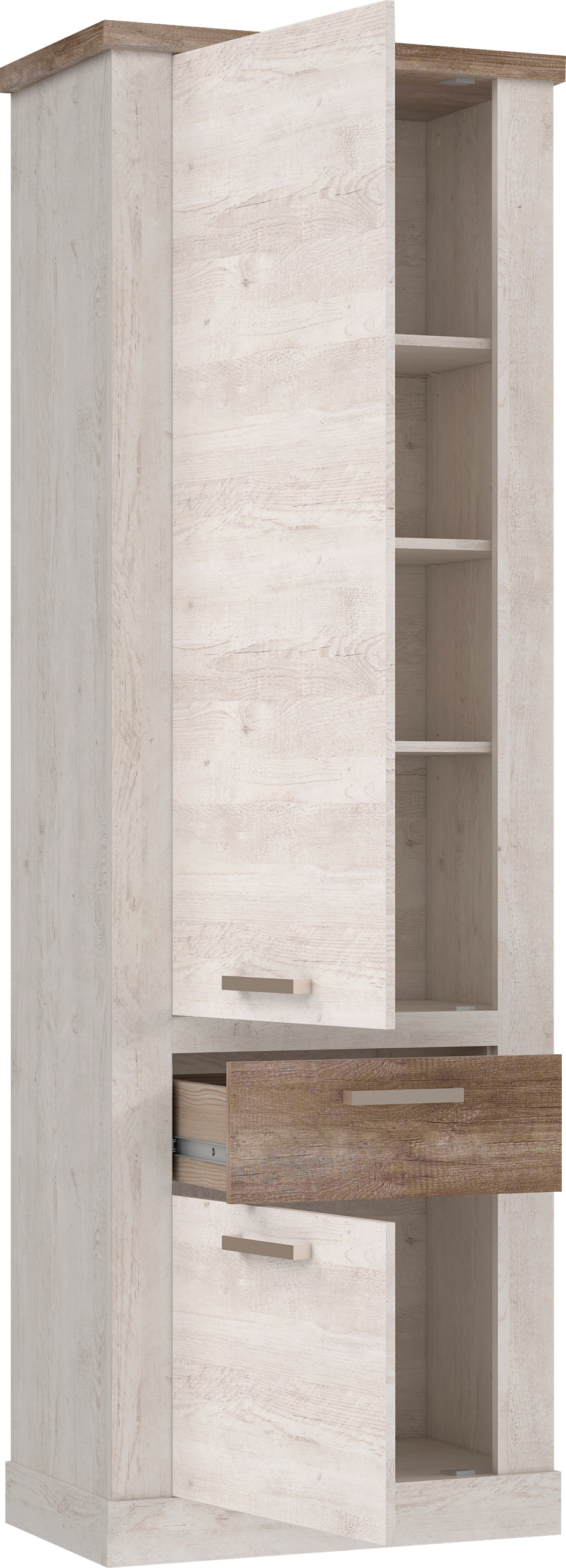 FORTE Mehrzweckschrank »Duro« Höhe 212 cm, Bücherregal mit Türen und Schublade, im Landhausstil