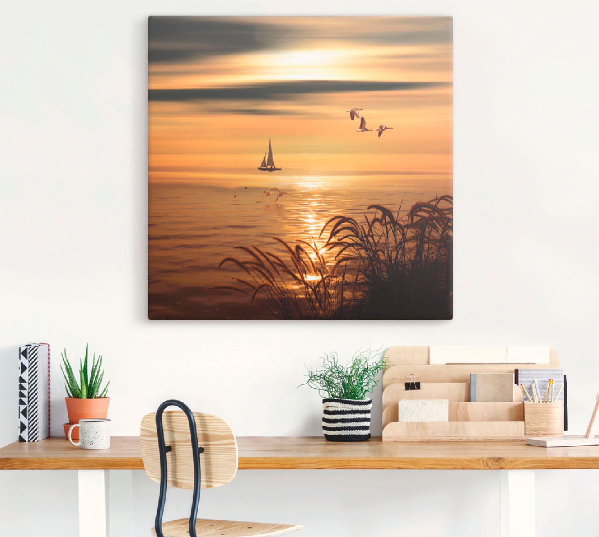 Artland Tableau sur toile »Goldene See Impressionen« Plans d'eau 1 cuis tlg. tendu sur cadre en bois