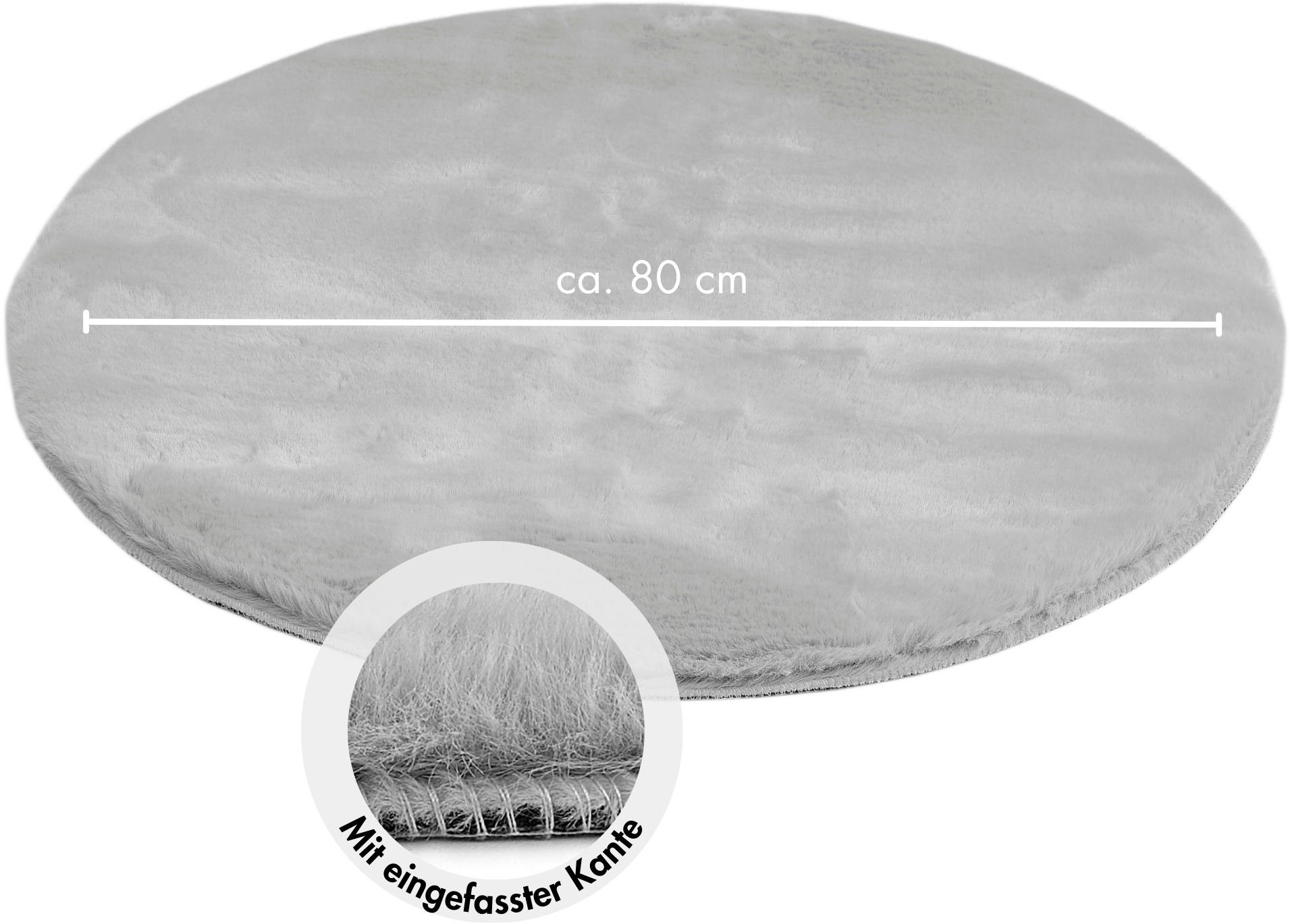 my home Hochflor-Teppich »Lugano« rund 30 mm Höhe Kunstfell, Uni Farben, sehr weich & kuschelig