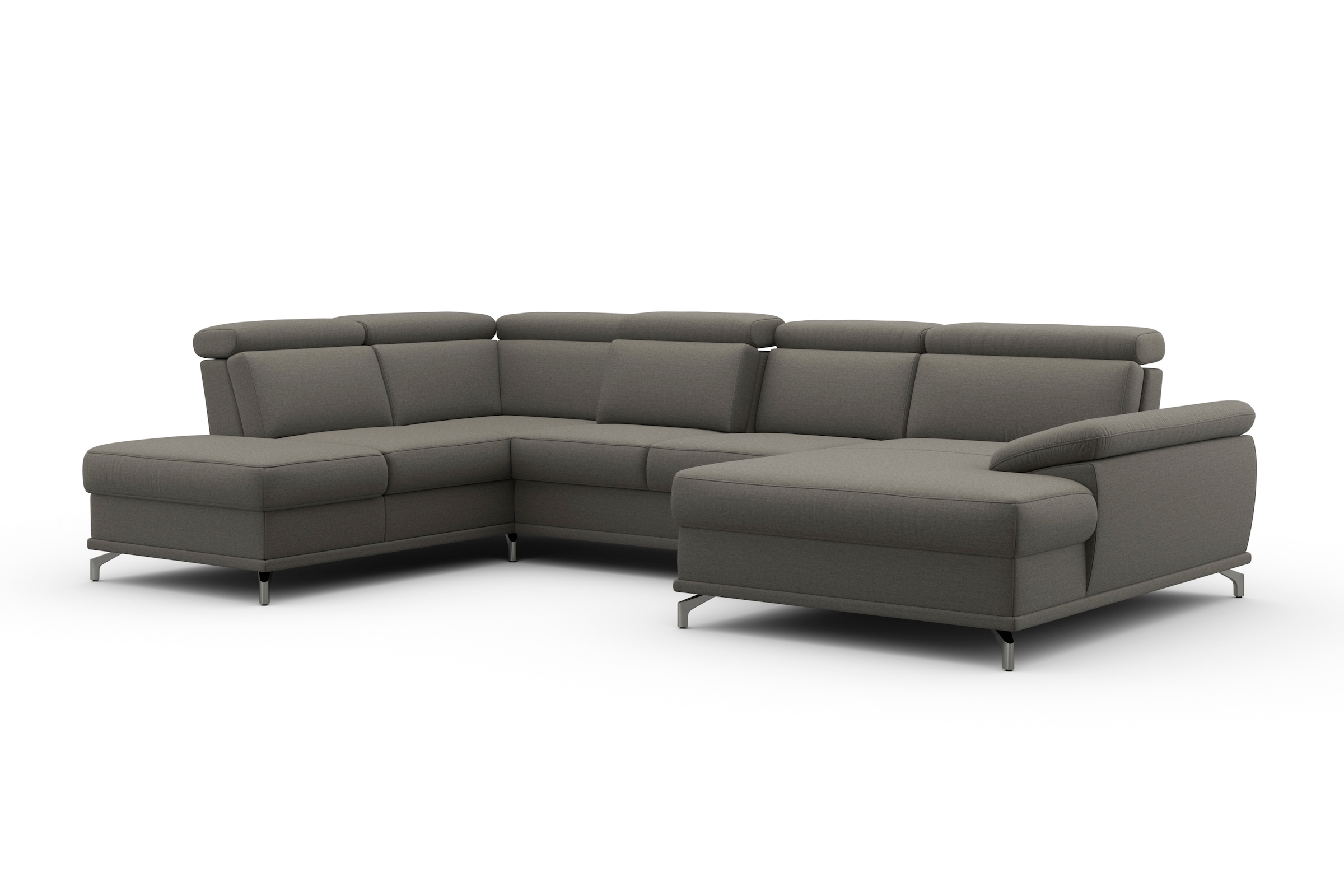 sit&more Paysage de salon »Cabrio U-Form, B: 359 cm, mit Sitztiefen-, Arm- & Kopfteilverstellung« 3 Nierenkissen, Federkern, optional Bettfunktion und Stauraum