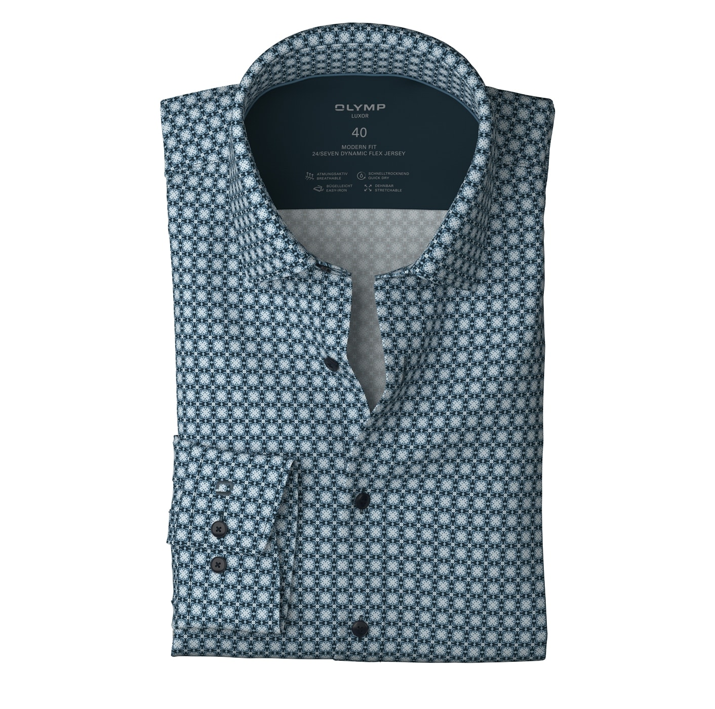 OLYMP Chemise à manches longues »24/7 - Luxor modern fit« atmungsaktiv, modern fit, New-Kentkragen, Flex Jersey