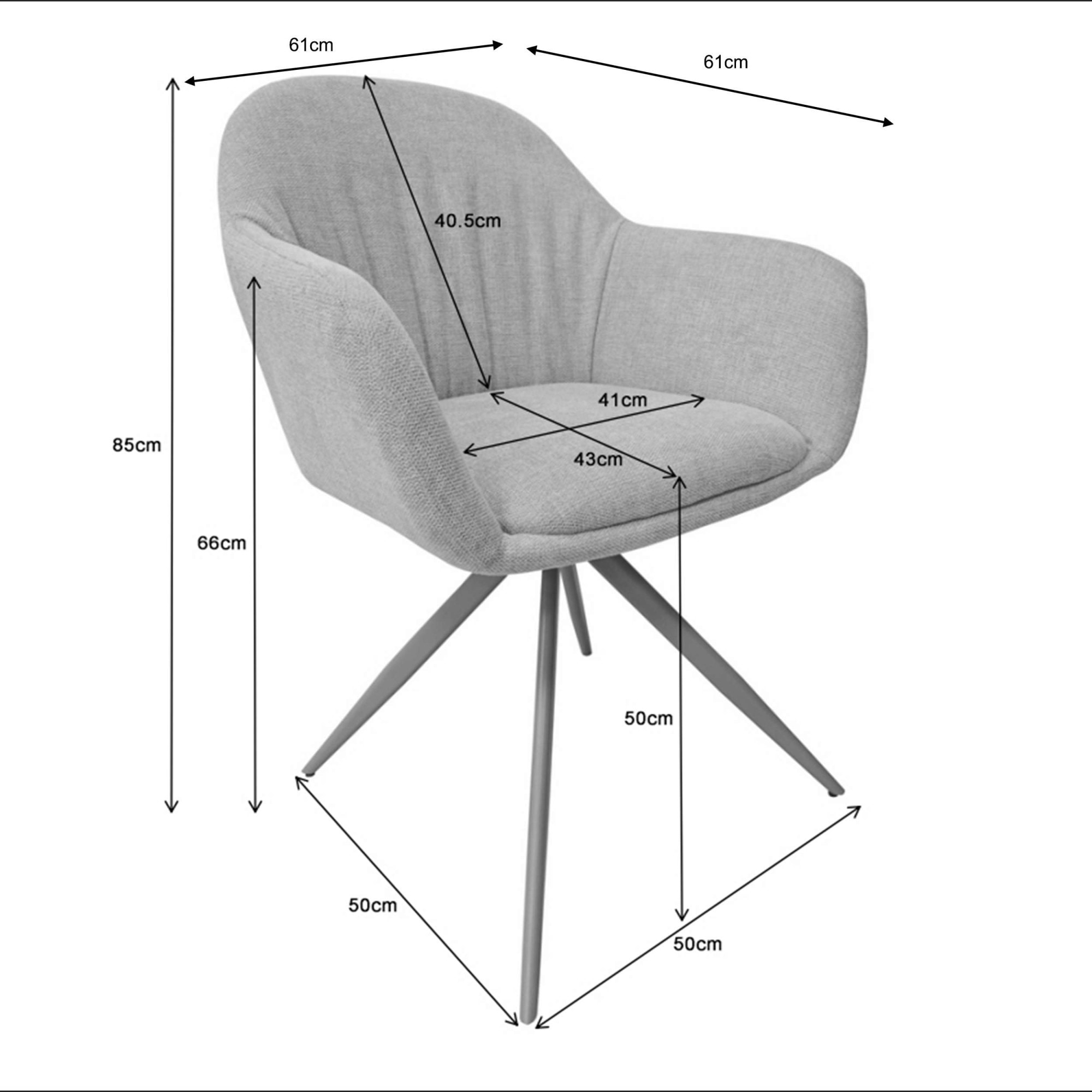 GOODproduct Chaise de salle à manger »Avisio« () 2 cuisDossier rembourré, accoudoirs et surface d'assise, hauteur d'assise 50 cm