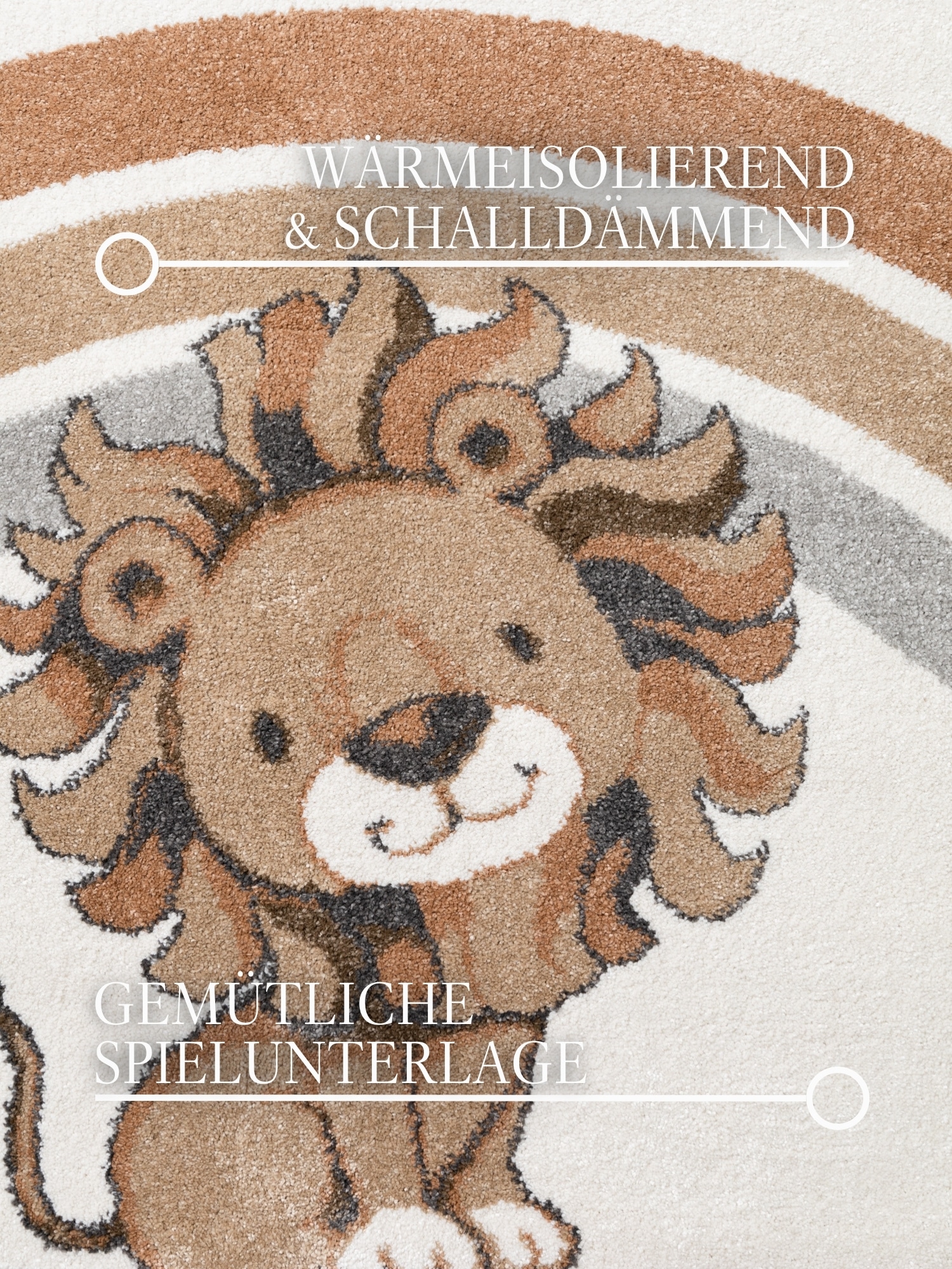 Villeroy & Boch Tapis pour enfants »Roar like a Lion Rainbow Party Teppich« Rectangulaire 9 mm Höhe Spielteppich weich, Kinderzimmer, Boho Kids Spielunterlage, Tieremotiv