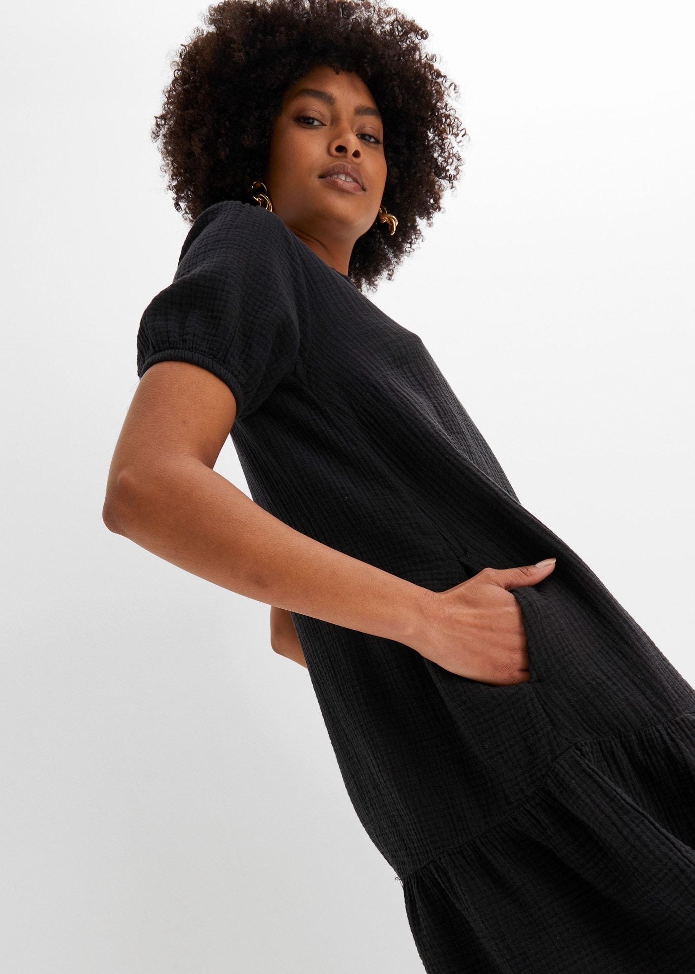 bonprix Mini-robe für Frühjahrs- und Sommertage, aus Baumwolle, aus Musselin-Material