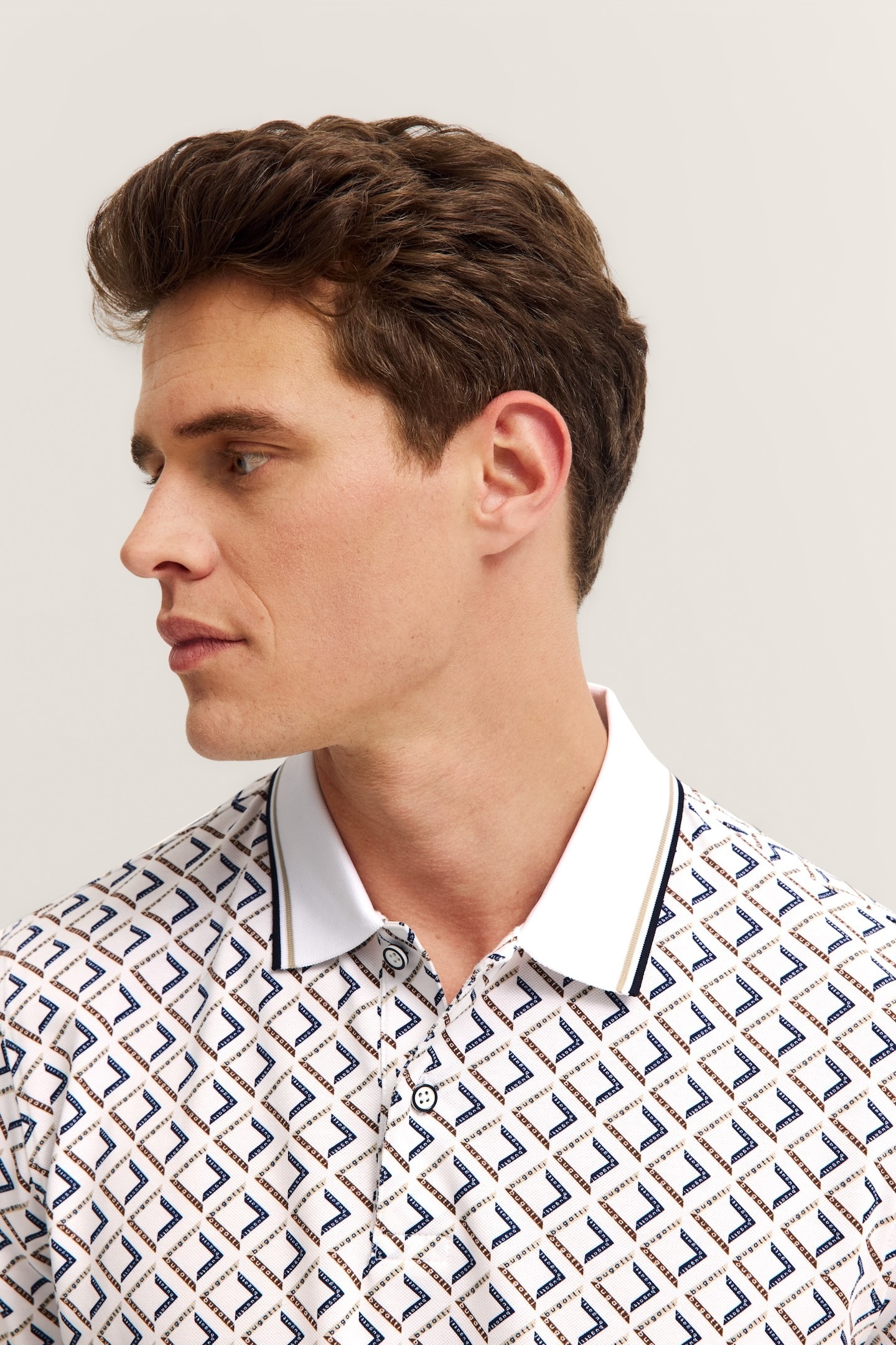 bugatti Polo »Modern Fit« mit Rauten-Muster