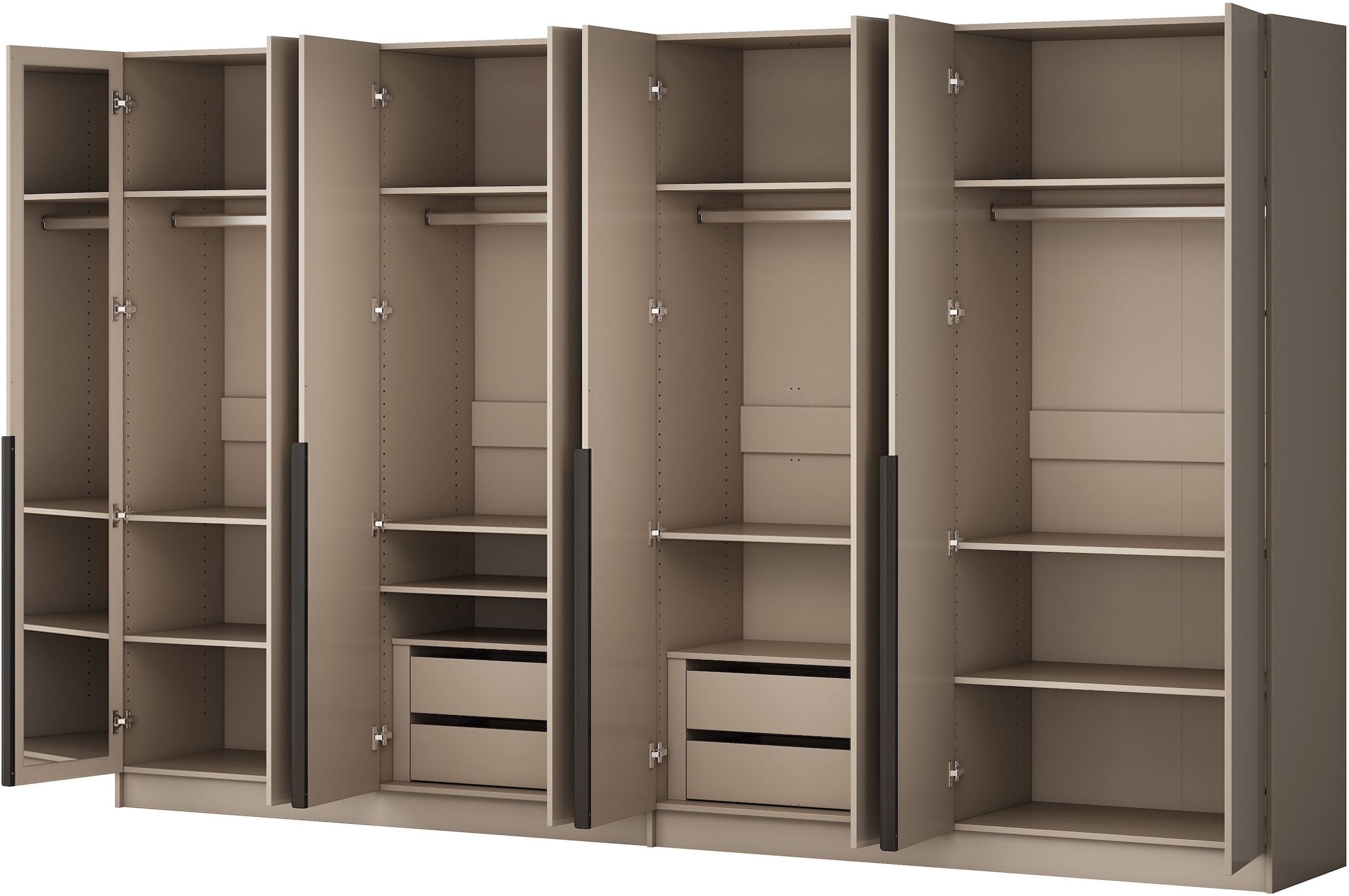 GOODproduct Kleiderschrank »Annor Schlafzimmerschrank Breite 323 cm hochglanz Schrank Garderobe« Drehtürenschrank mit perfekter Innenausstattung - elegante Türgriffe