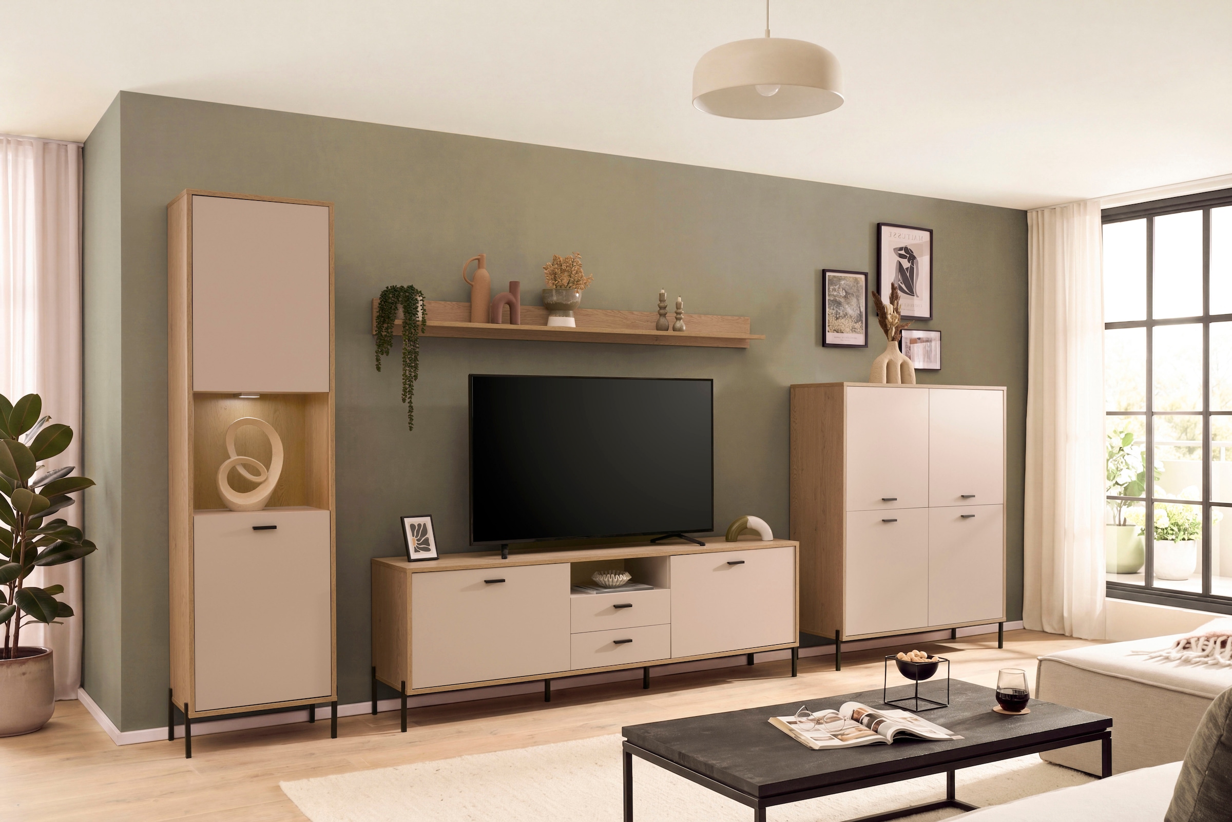Home affaire Meuble mural »Fredericia, moderne Anbauwand, Komplettset in Kaschmir« Ensemble, 4 cuis tlg.
