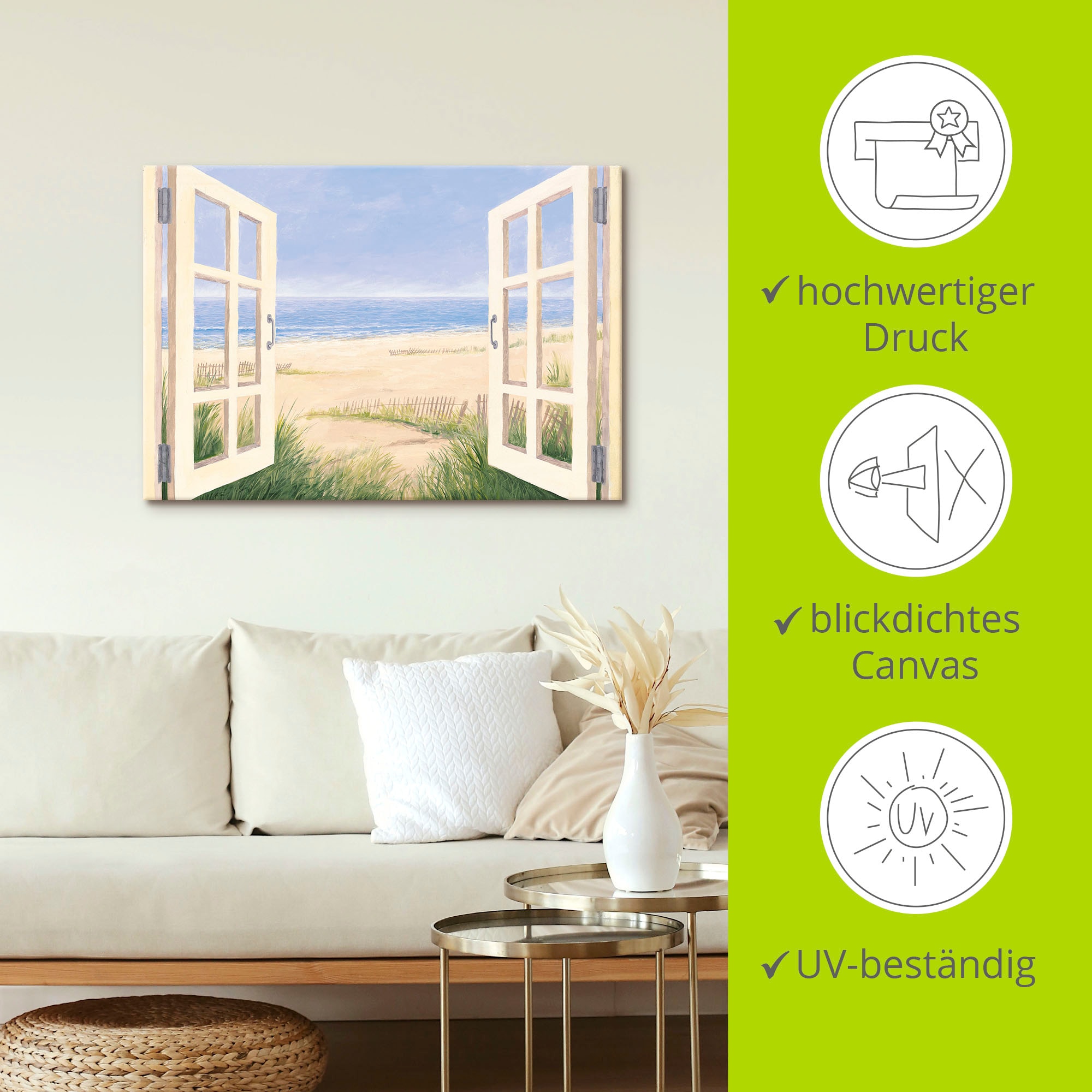 Artland Wandbild »Fensterblick Frühlingsmorgen« Fensterblick 1 Stk. tlg. als Alubild, Outdoorbild, Leinwandbild, Wandaufkleber, versch. Grössen