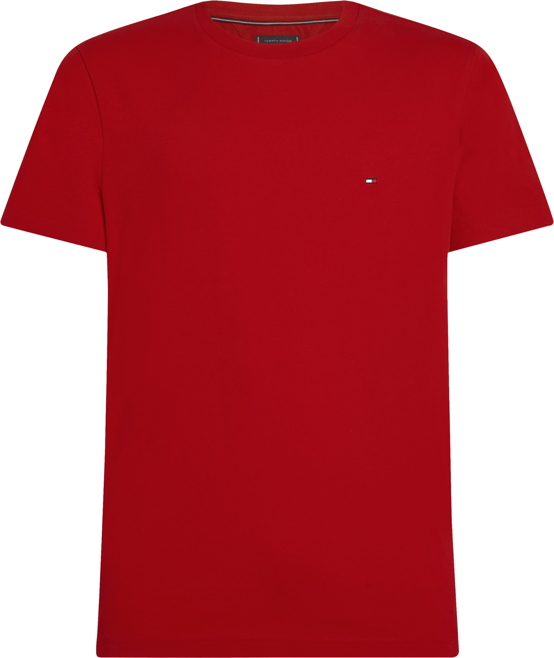 Tommy Hilfiger T-shirt »ESSENTIAL REG FIT SOLID TEE mit Stickerei und Rundhals« unifarben, casual, regular fit, Baumwolle, Rundhals