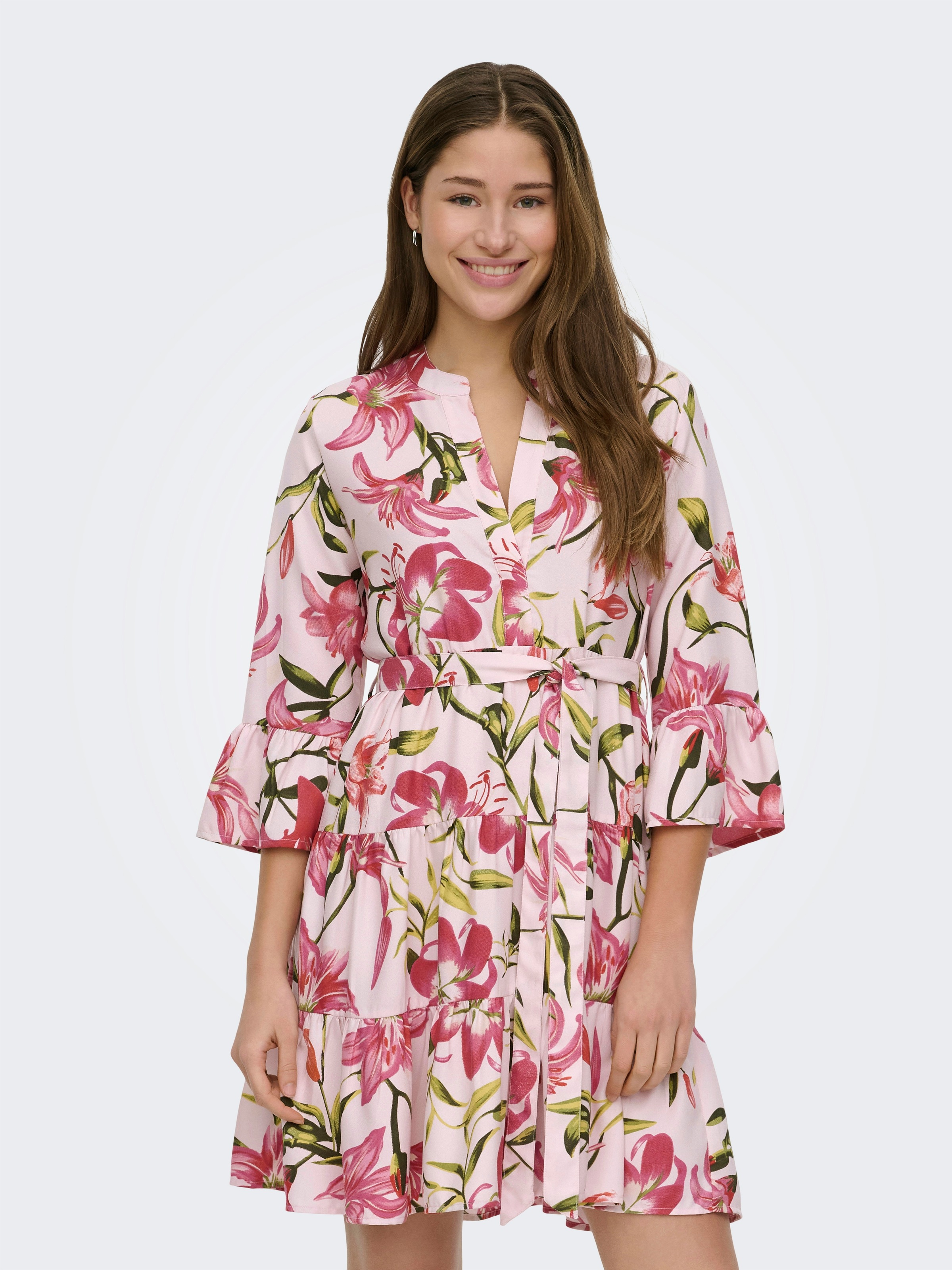 ONLY Robe tunique »ONLSINA LIFE 3/4 SHORT DRESS NOOS WVN« avec volant
