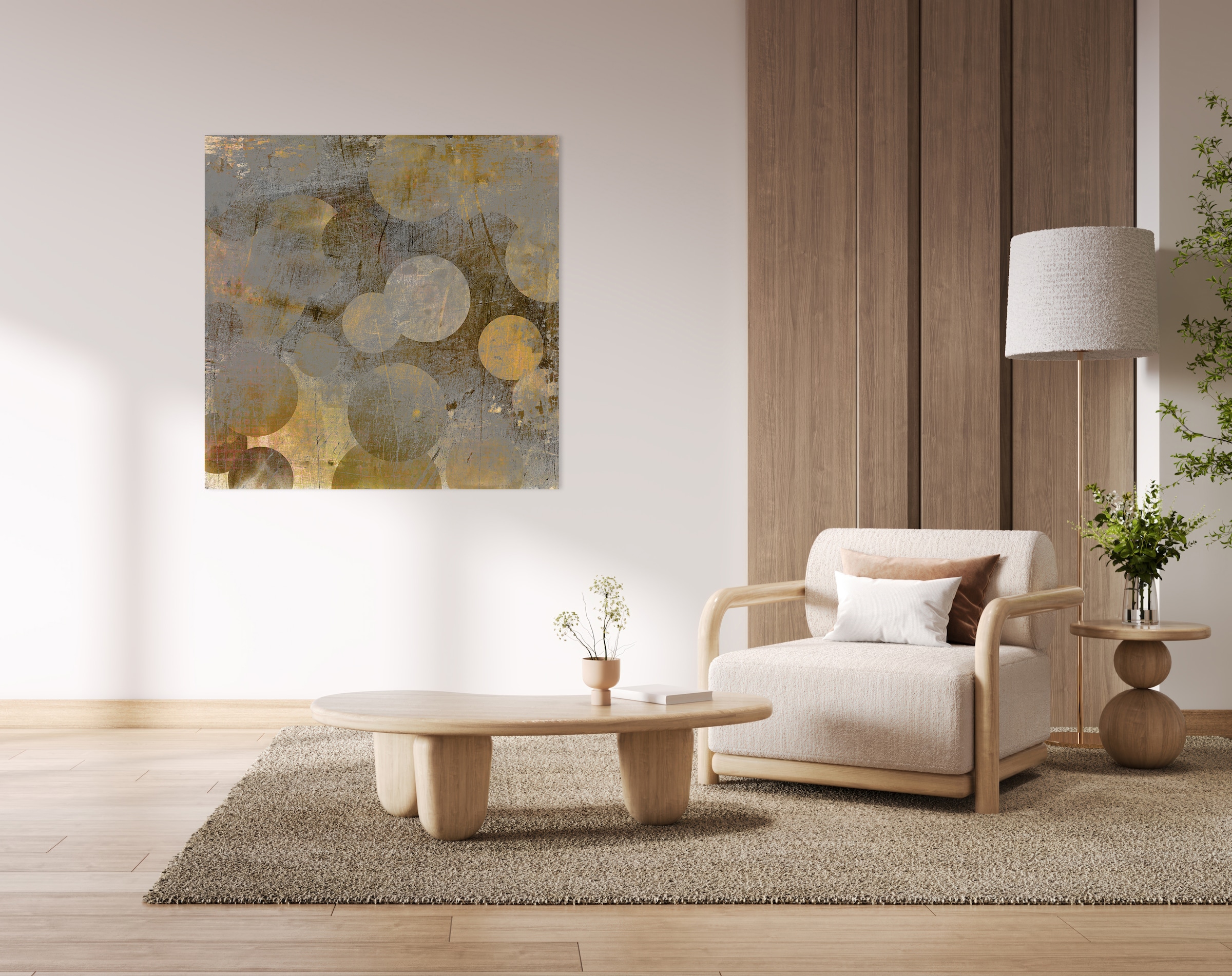 queence Tableau en verre acrylique »Goldene Punkte, Kunstdruck Abstrakt« 1 cuis tlg. avec effet de profondeur 3D flottant, grâce à la fixation sans cadre