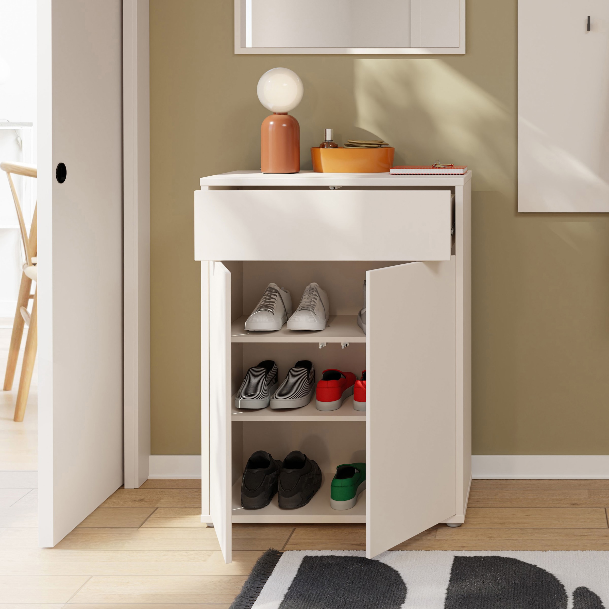 FORTE Armoire à chaussures »Alice Springs« L/H/P 74,5/99,1/34,9 cm Push to open, 12 paires de chaussures