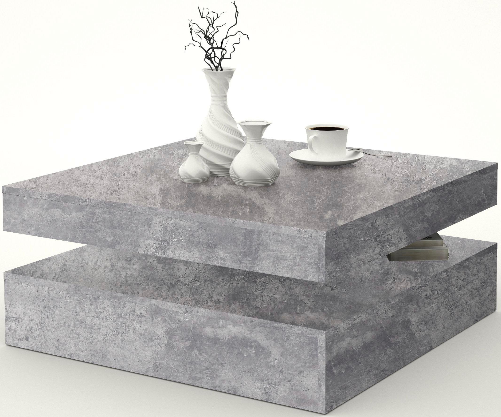 FORTE Table basse avec fonction, plateau de table pivotant, largeur env. 78x78 cm