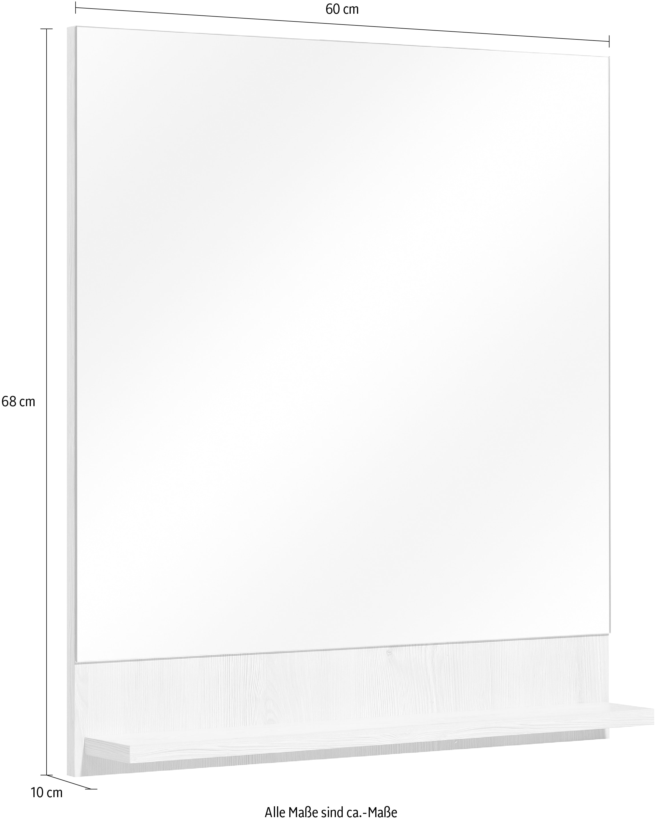 Saphir Wandspiegel »Quickset 350 Flächenspiegel mit Ablage, 60 cm breit, 68 cm hoch« Pinie Ida hell Nachbildung, Badezimmer-Wandspiegel