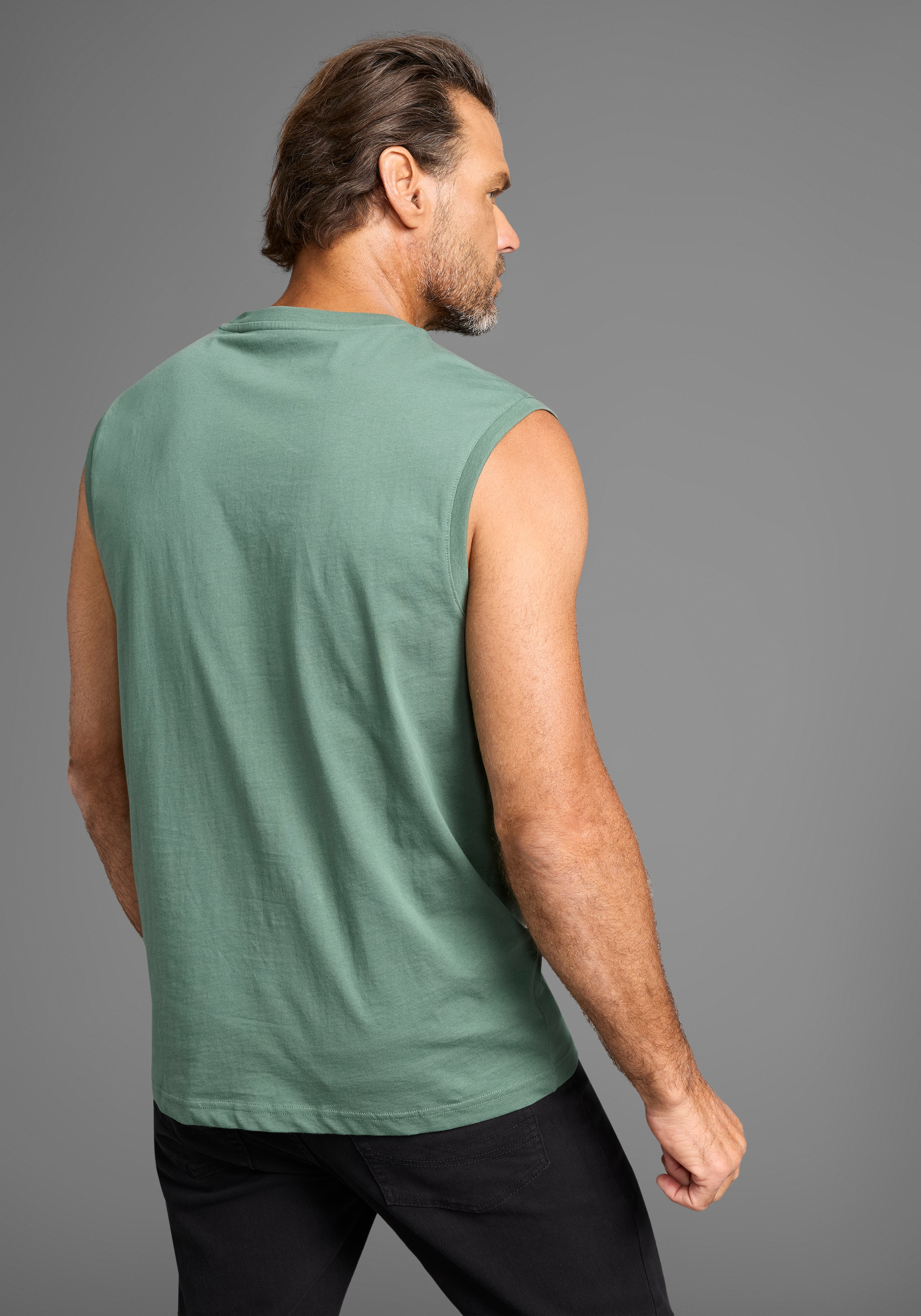 Man's World Muscleshirt 2er-Pack,  ärmellos,  bedruckt,  Rundhalsausschnitt,  aus 100% Baumwolle