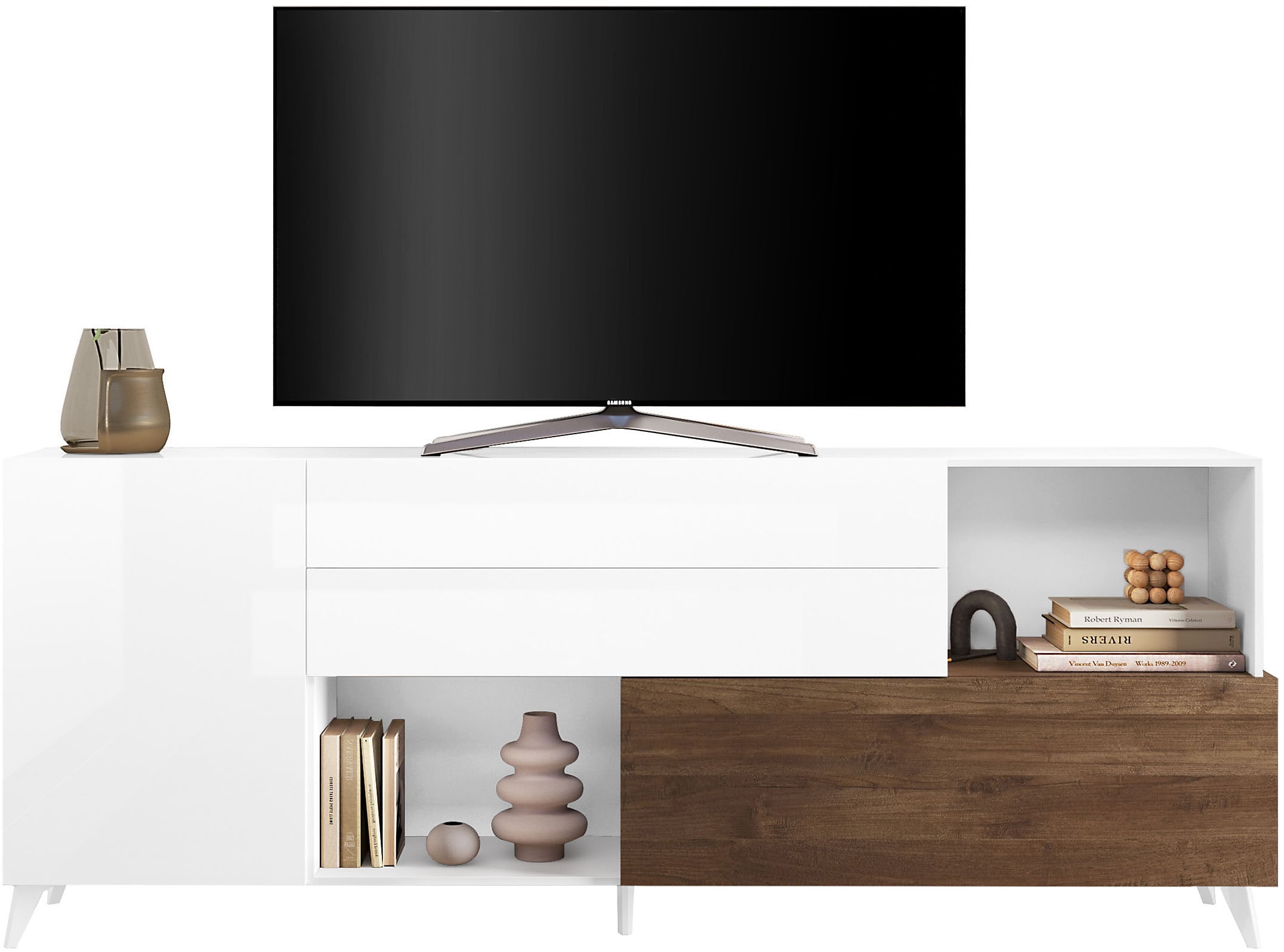 Home affaire Sideboard »Monaco in Breite 241 cm, Anrichte mit Tür, Klappe und 2 Schubkästen« Stauraumschrank – sanftes Schliessen, edles Design, viel Platz