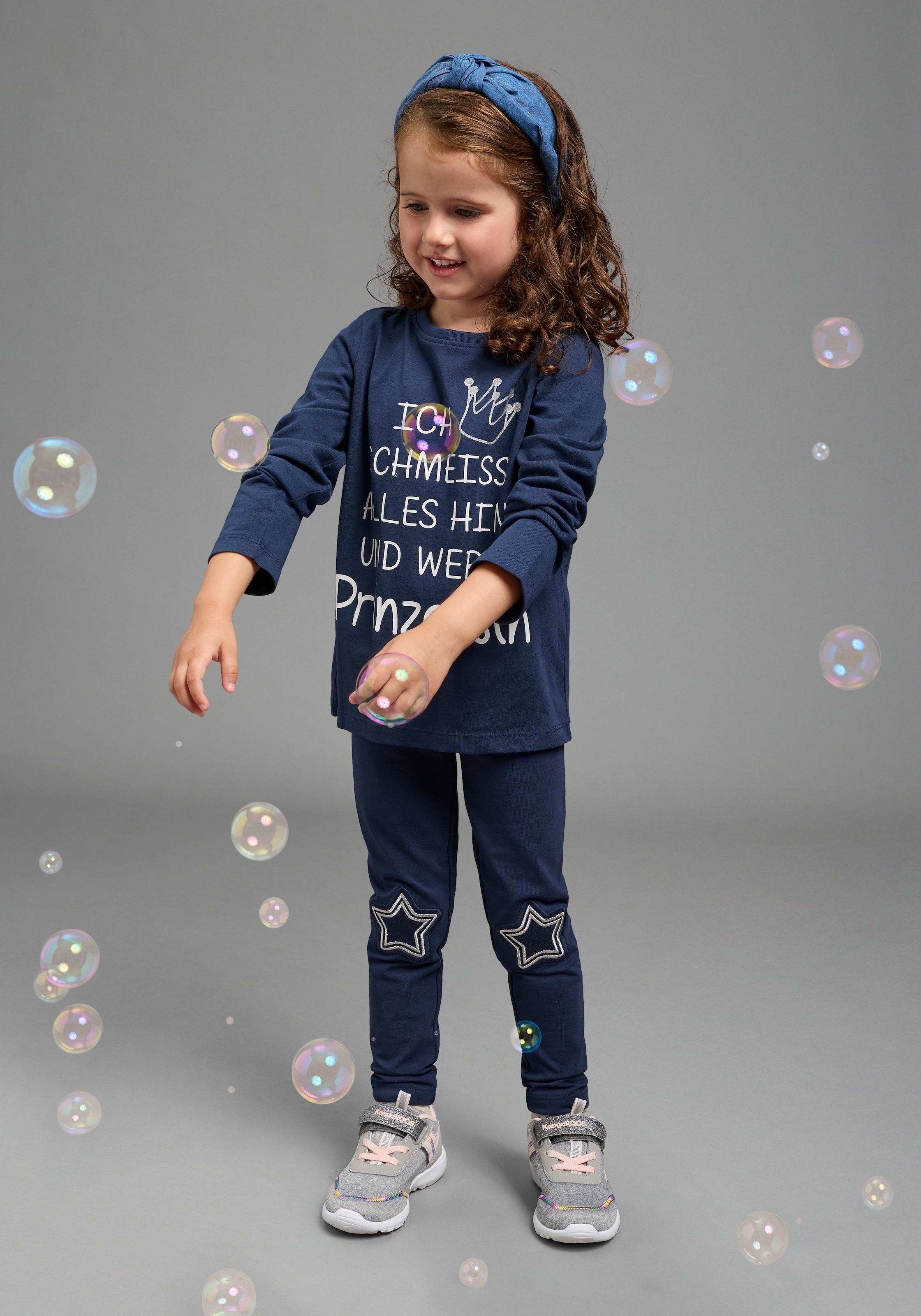 KIDSWORLD Langarmshirt »Ich schmeiss alles hin und werd´ Prinzessin« Sprücheshirt, langärmlig,  Basic-Passform,  mit Glitzerdruck