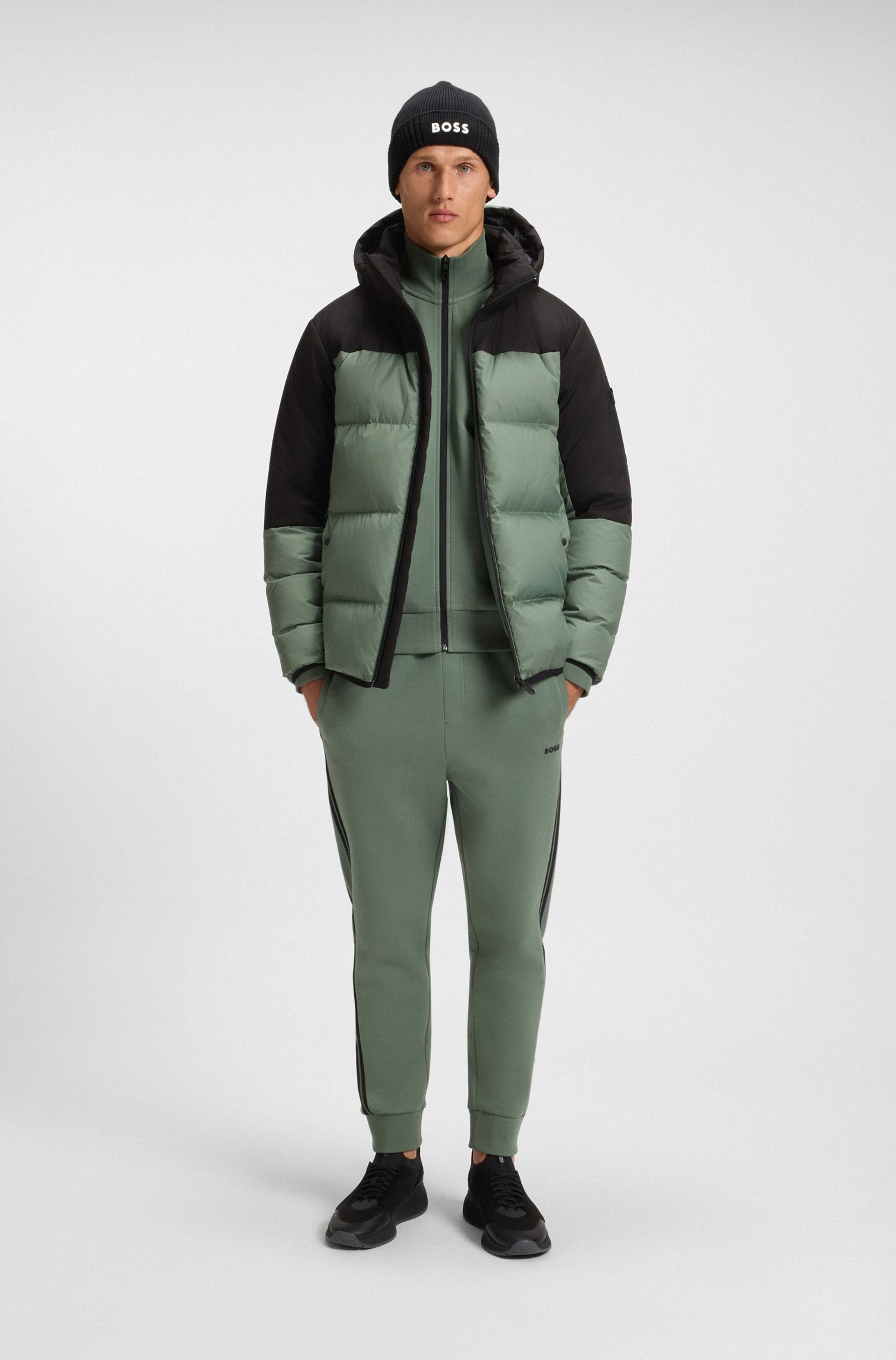 BOSS GREEN Doudoune mit Kapuze abnehmbare Kapuze, Regular Fit, warm wattiert