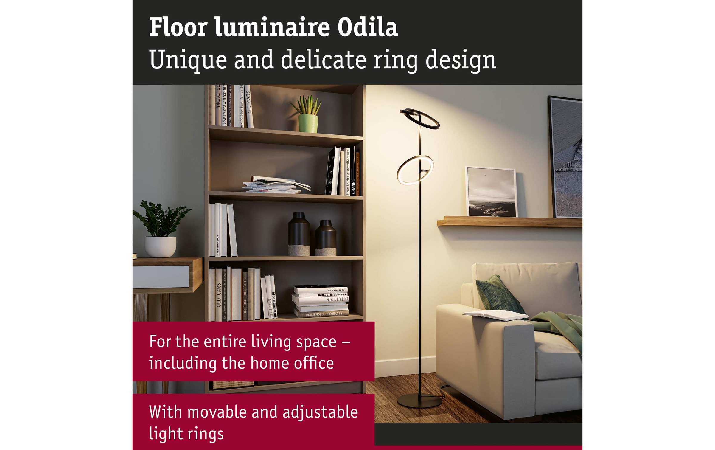 Paulmann Lampadaire à LED »Stehleuchte Odila, Schwarz matt« Module LED blanc chaud - blanc froid