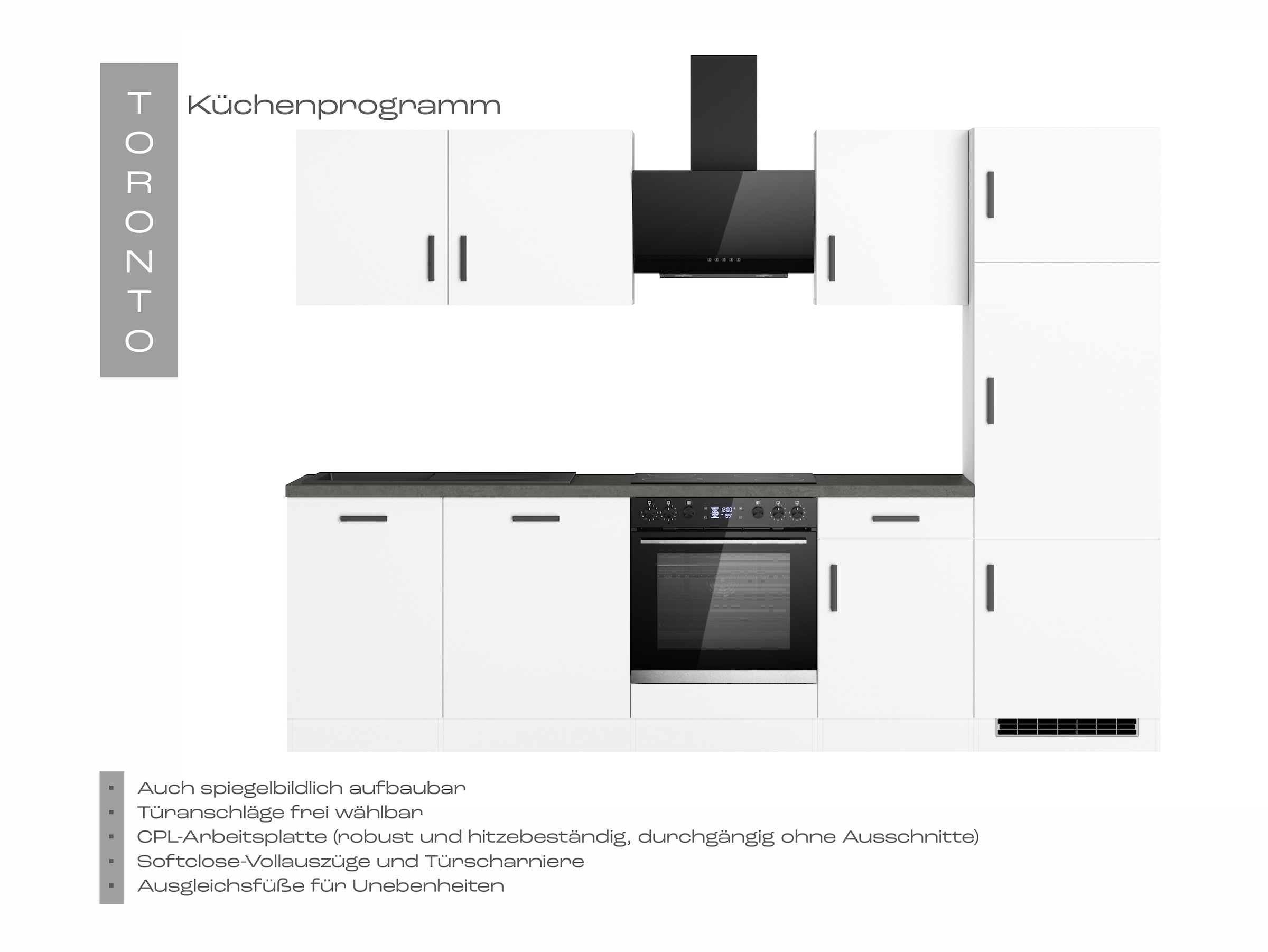 KOCHSTATION Kitchenette »KS-Toronto« Largeur 280 cm, option avec appareils HANSEATIC E