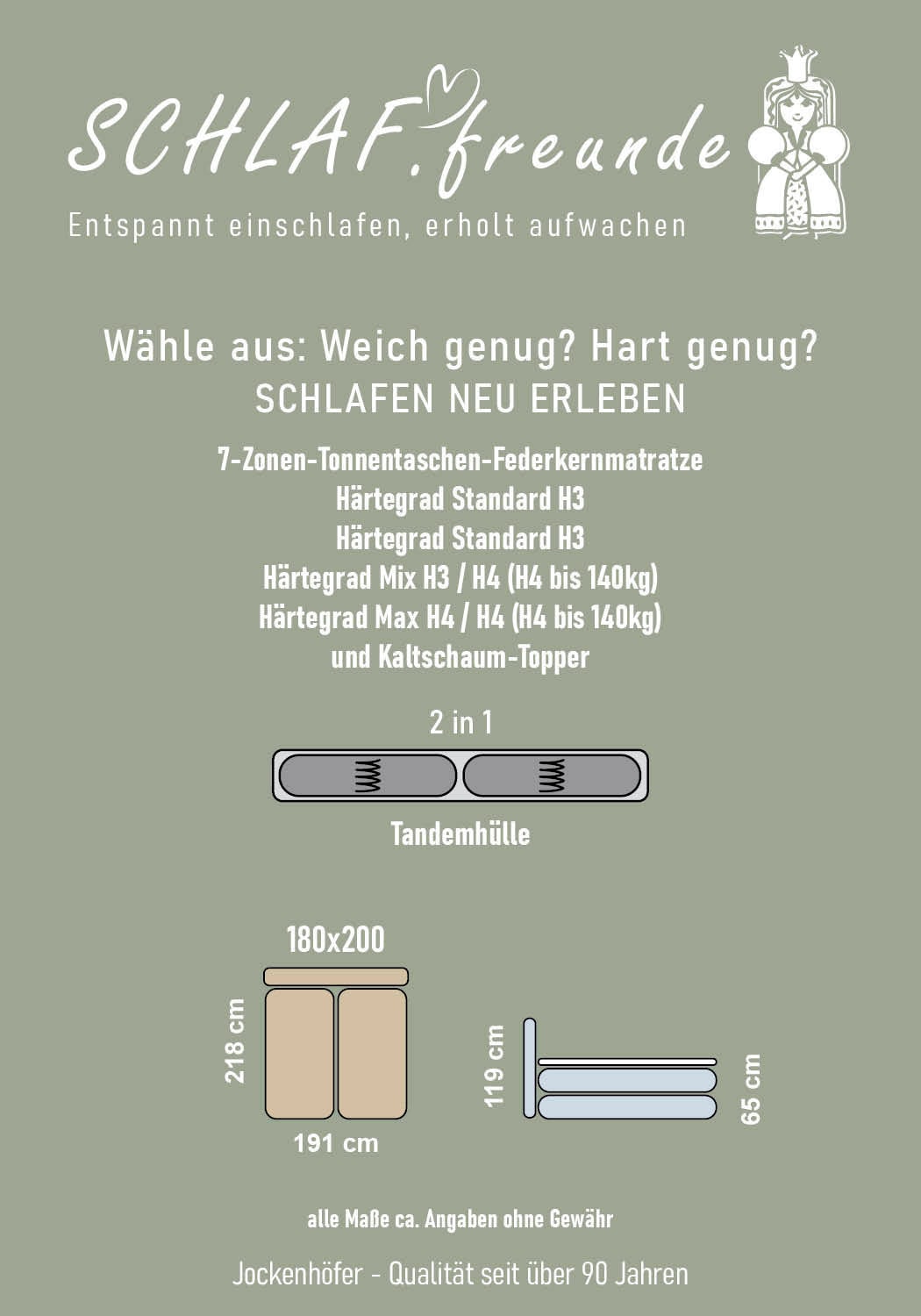 Jockenhöfer Gruppe Lit boxspring »Tilda, wahlweise mit oder ohne Bettkasten« incluant matelas TTFK 7 zones, surmatelas en mousse froide, 180x200cm