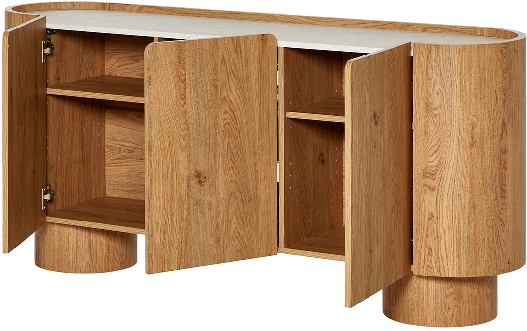 Jahnke Buffet »CIRCO SB 160« 1 cuis tlg. Buffet, 3 portes, design arrondi, aspect marbre, largeur 160 cm