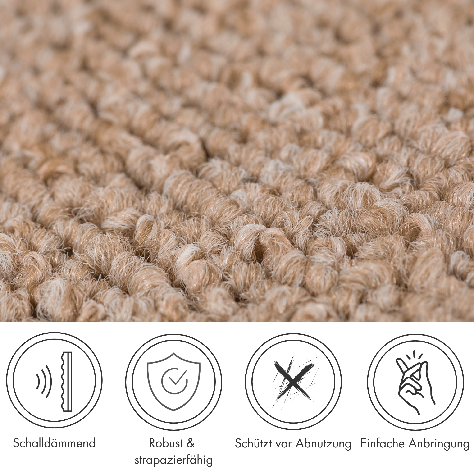 Andiamo Tapis de marche »Bob, Made in Poland« Semicirculaire 4,5 mm Höhe melierte Schlinge, selbstklebend, Set mit 2 Stück oder 15 Stück