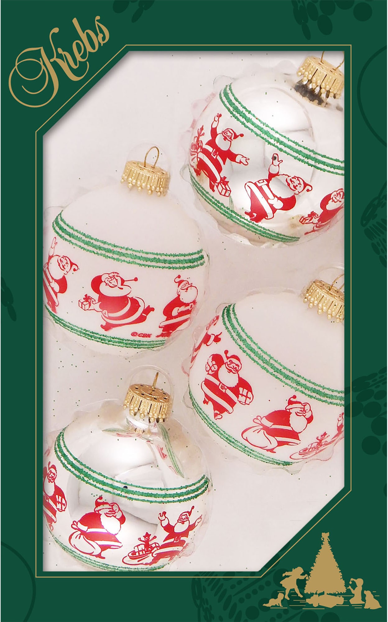 Krebs Glas Lauscha Weihnachtsbaumkugel »CBK74334, Weihnachtsdeko, Christbaumschmuck, Christbaumkugeln Glas« mit fröhlichen Weihnachtsmännern