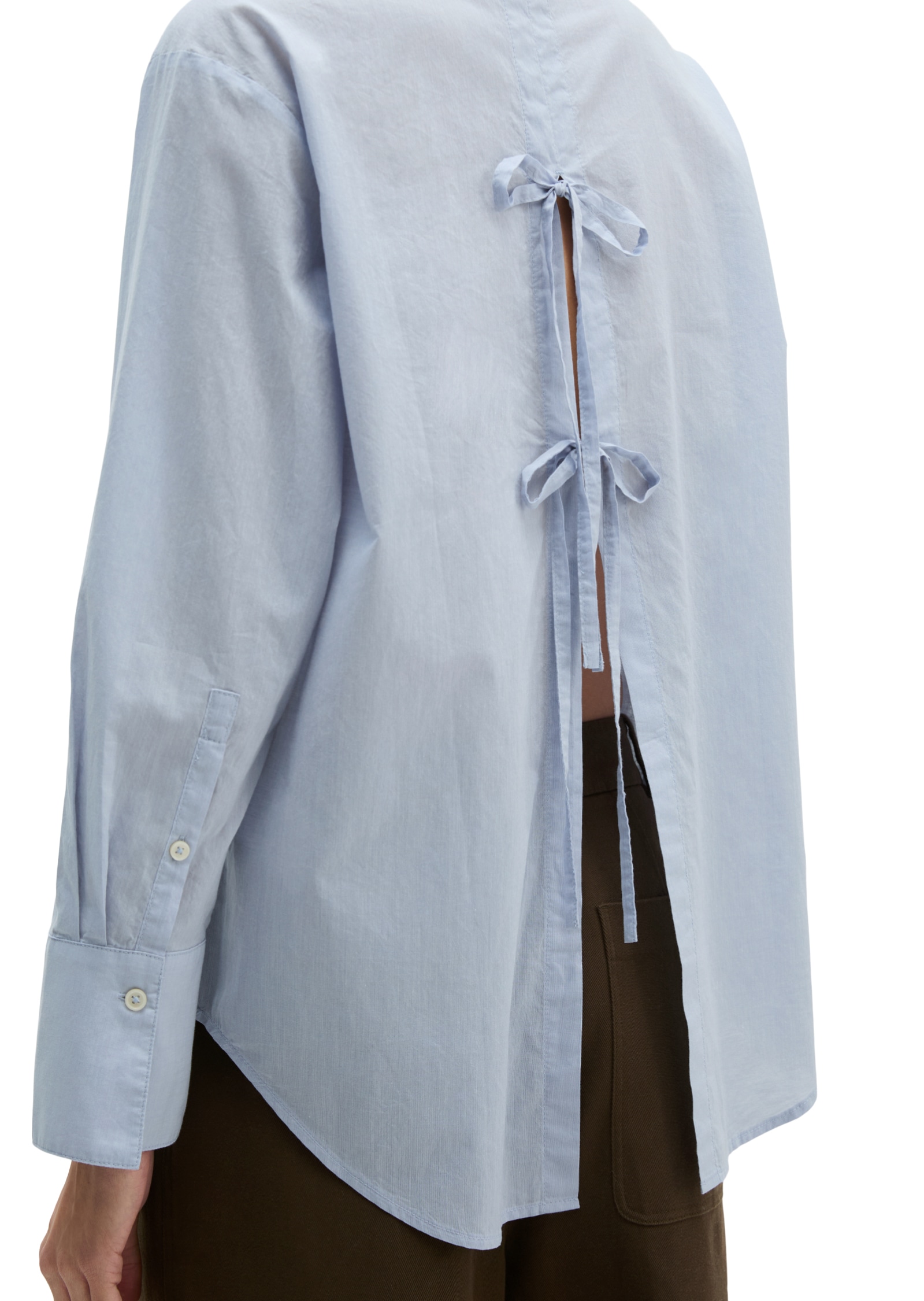 Marc O'Polo Blouse à manches longues avec détail nœud régulier en chambray de coton