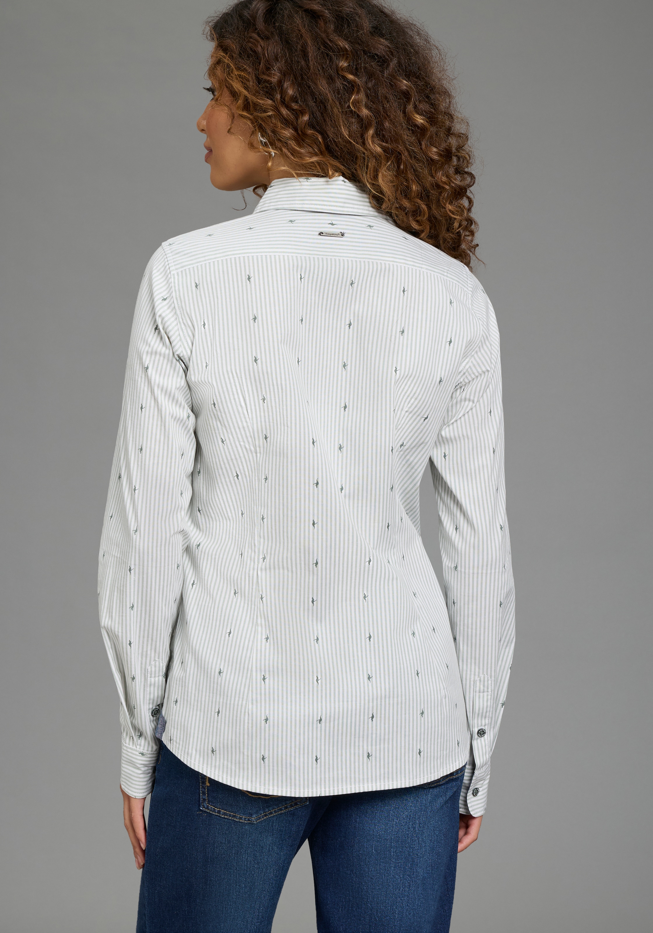 KangaROOS Blouse chemise coupe ajustée, avec pinces, en coton et élasthanne