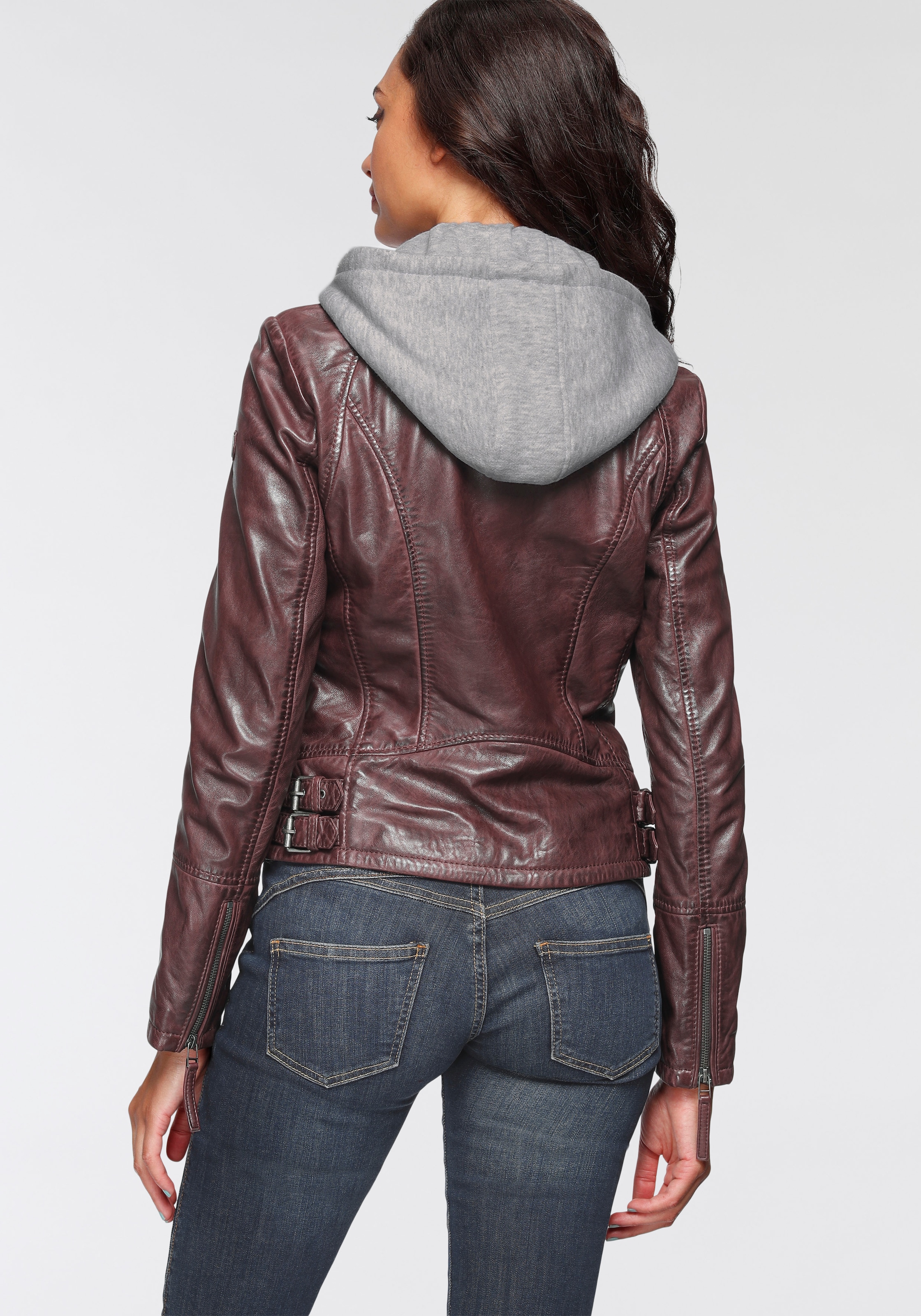 Mauritius Lederjacke »NOLA« mit Kapuze Two-in-One Style - mit abnehmbarer Jersey-Kapuze