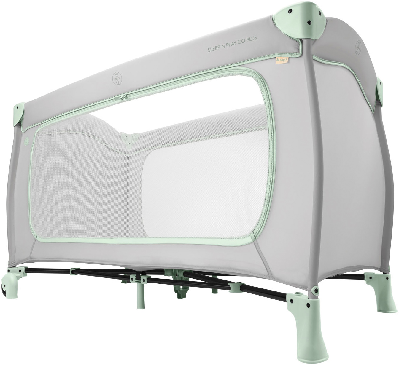 Hauck Baby-Reisebett »Sleep N Play Go Plus, Dusty Mint« mit integrierten Rädern; Vorderausstieg