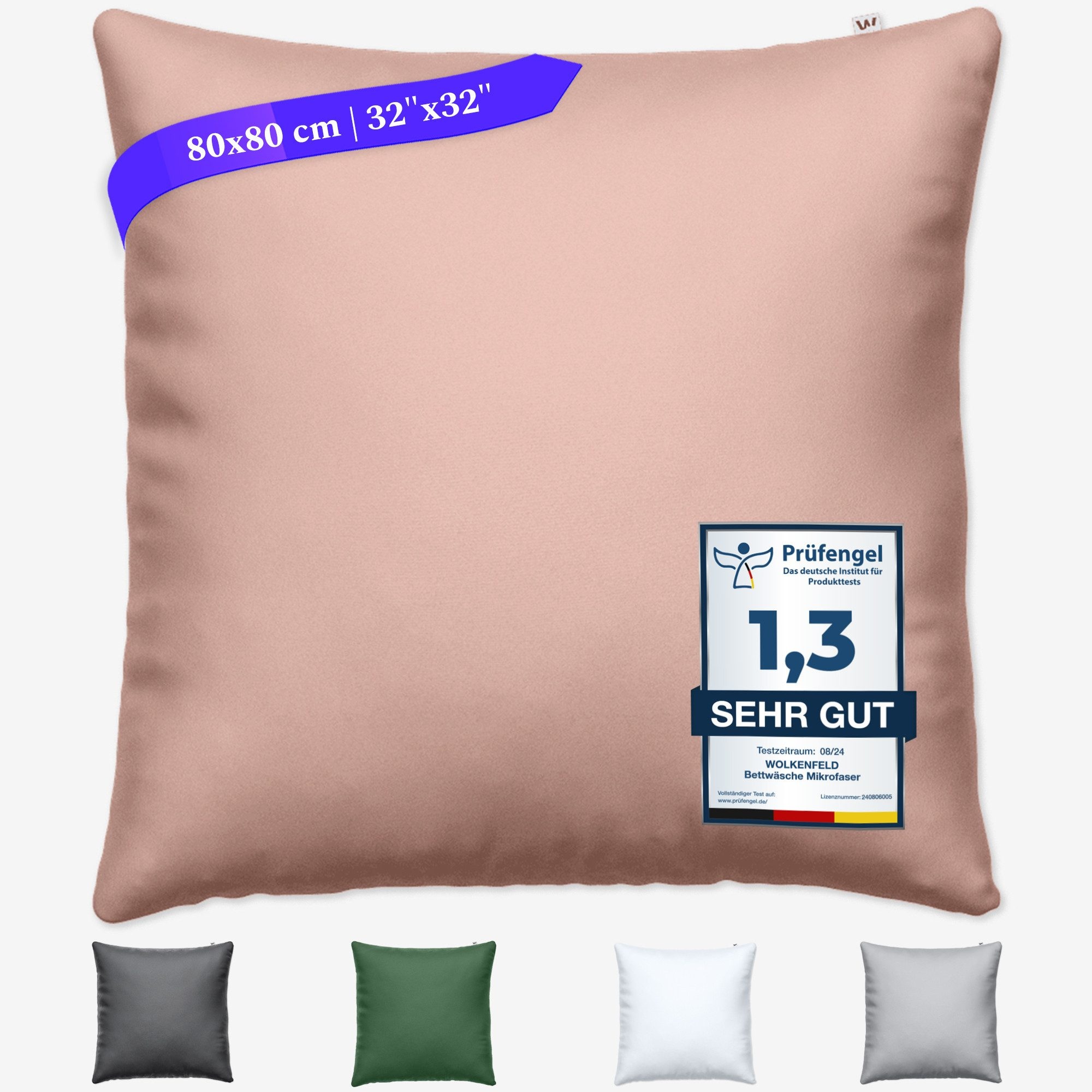 Wolkenfeld Housse de coussin »Mikrofaser Kissenbezug - Allergiker Kopfkissenbezug - unfassbar weich« Grösse 80x80, 40x80 und 70x90 cm; versteckter Reissverschluss