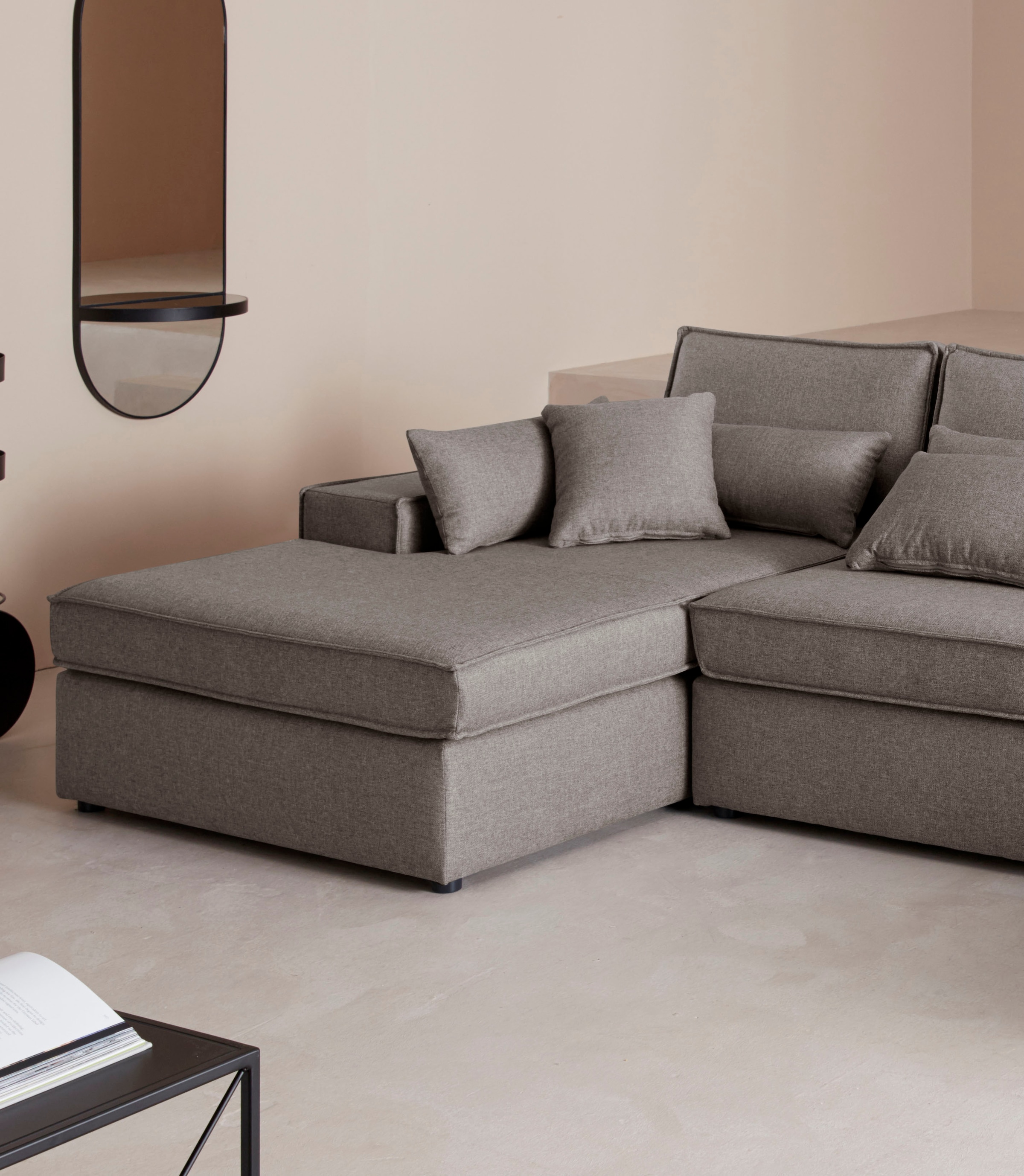 GOODproduct Ottomane »Florid« peut être utilisé seul ou comme partie d’un canapé modulaire, aussi en velours côtelé