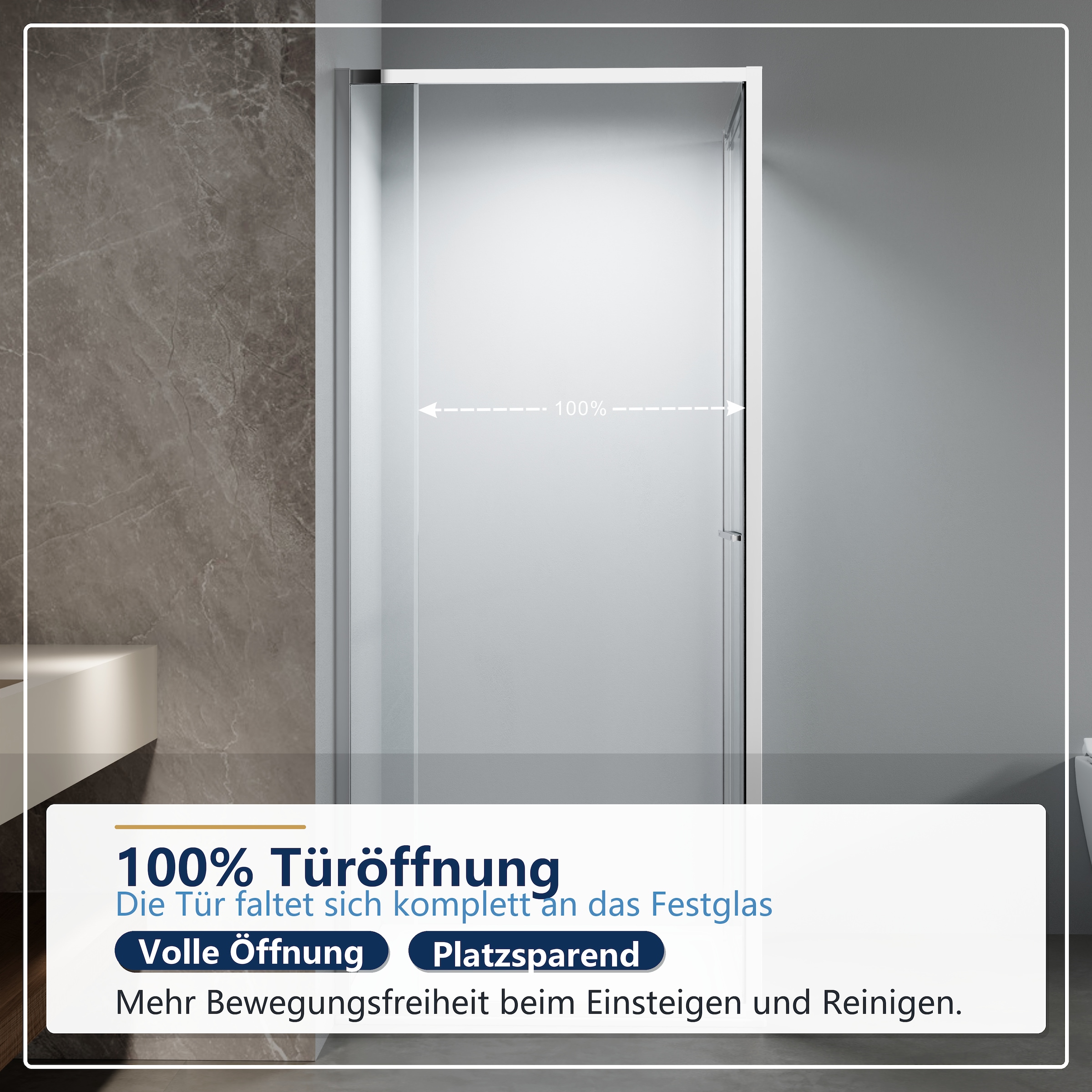 GOODproduct Douche d'angle »Vinci« porte battante pour largeur d'entrée maximale, système à double roulettes