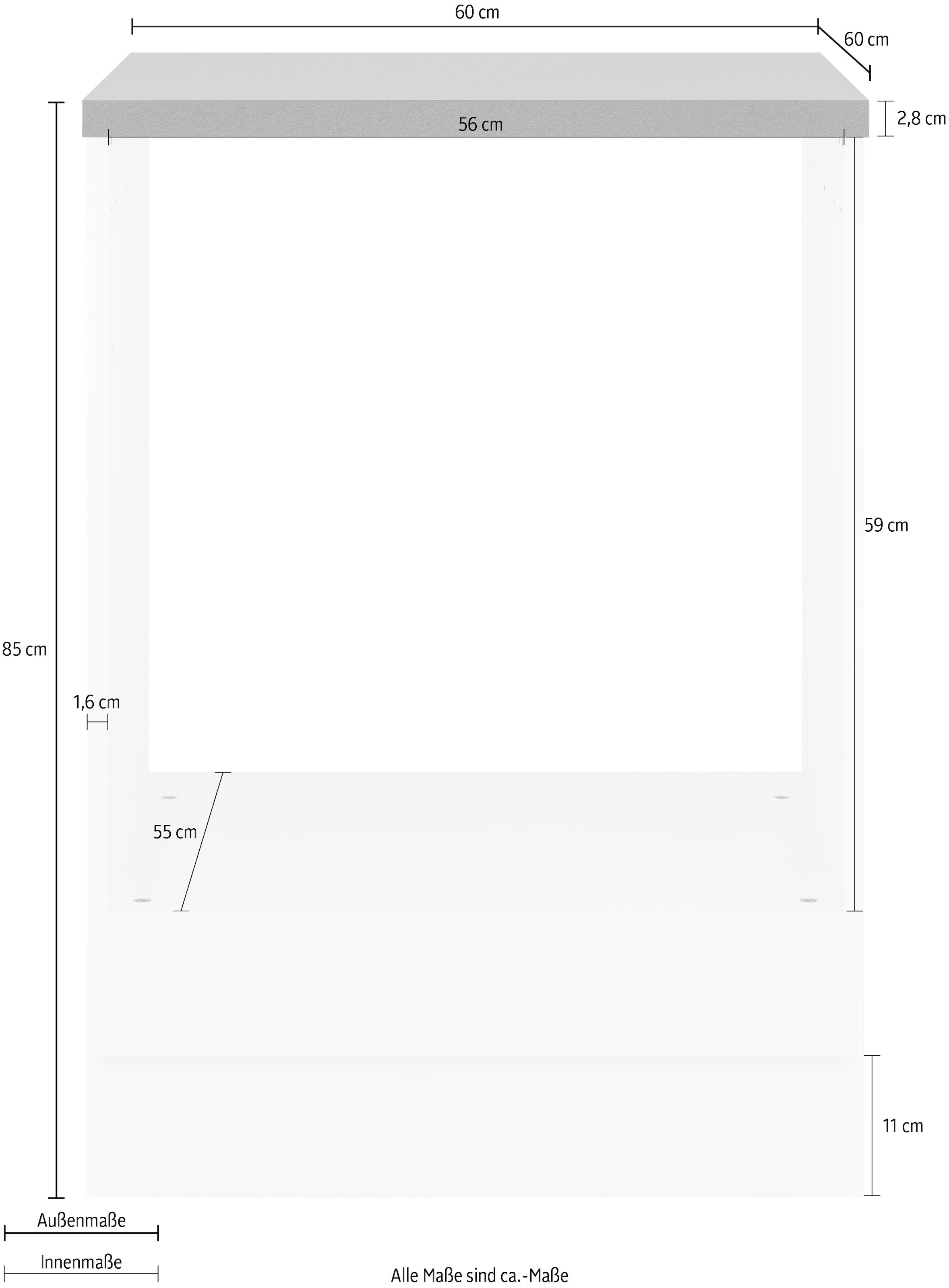 KOCHSTATION Armoire encastrée pour cuisinière »KS-Virginia,neu in verbesserter Ausführung« Espace de rangement,  largeur 60 cm, hauteur 85 cm, niche pour poêle L/H/P : 56/59/55 cm
