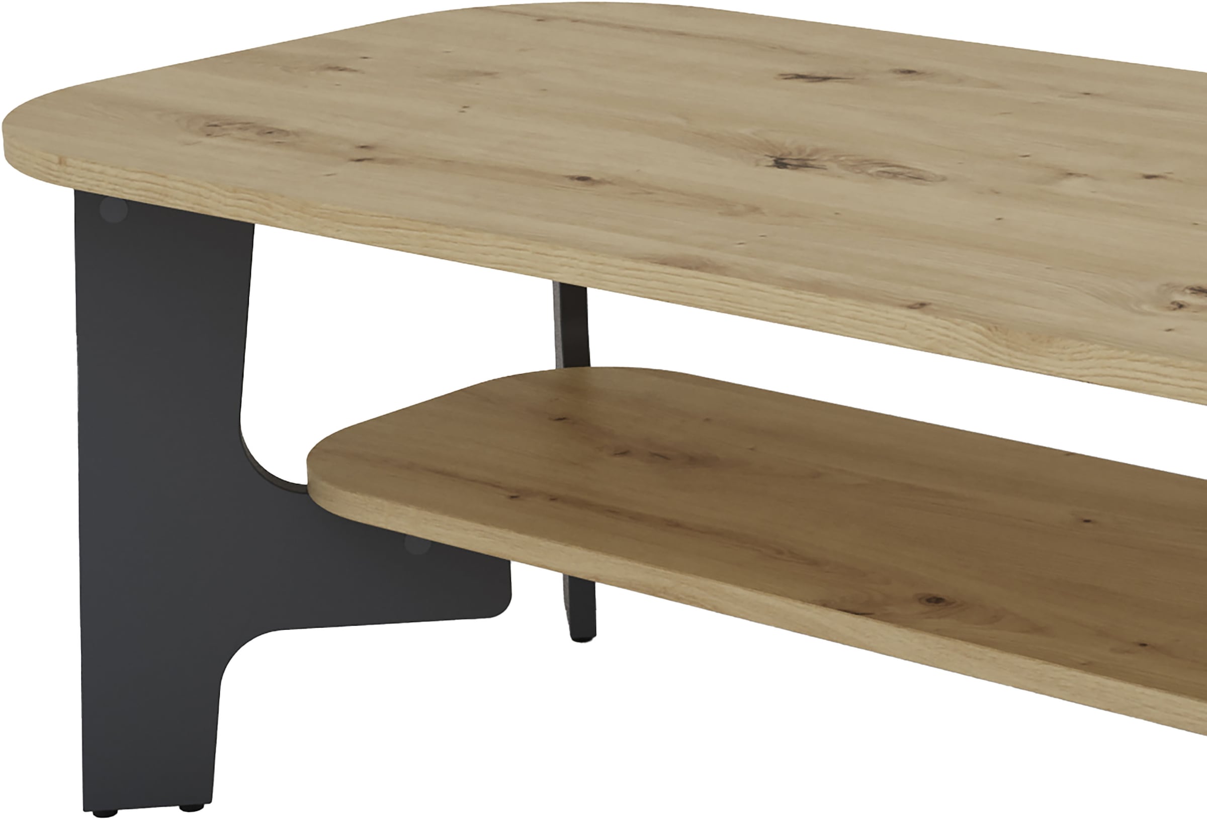 byLIVING Couchtisch »JONNY« Tischplatte Artisan Eiche o. Old Wood, Gestell anthrazit, Ablageboden