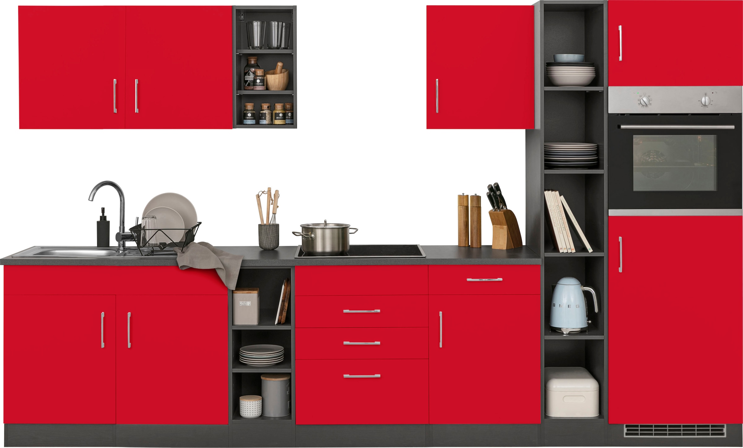 KOCHSTATION Kitchenette »KS-Paris – Küchen mit einzigartigen Fotomotiven auf den Fronten« largeur 330 cm, au choix avec appareils électriques et induction