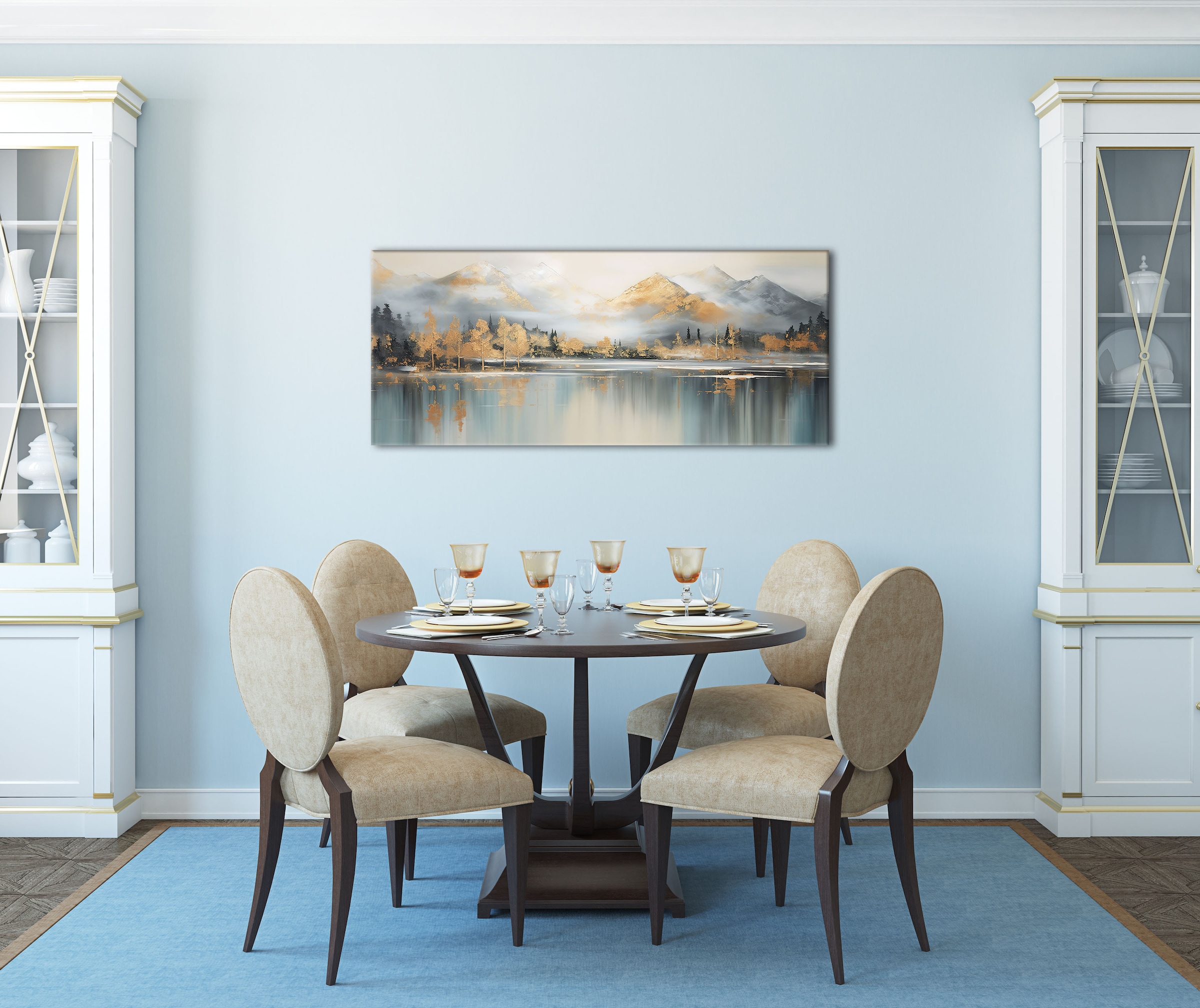 Bönninghoff Tableau sur toile »Wandbild BERGE UND SEE XXL 60x140 cm – Leinwandbild Keilrahmen Deko« Abstrait | Abstrait | Images de forêt | Images marines | Mer | Montagnes | Nature | Paysage 1 cuis tlg. tendu sur châssis